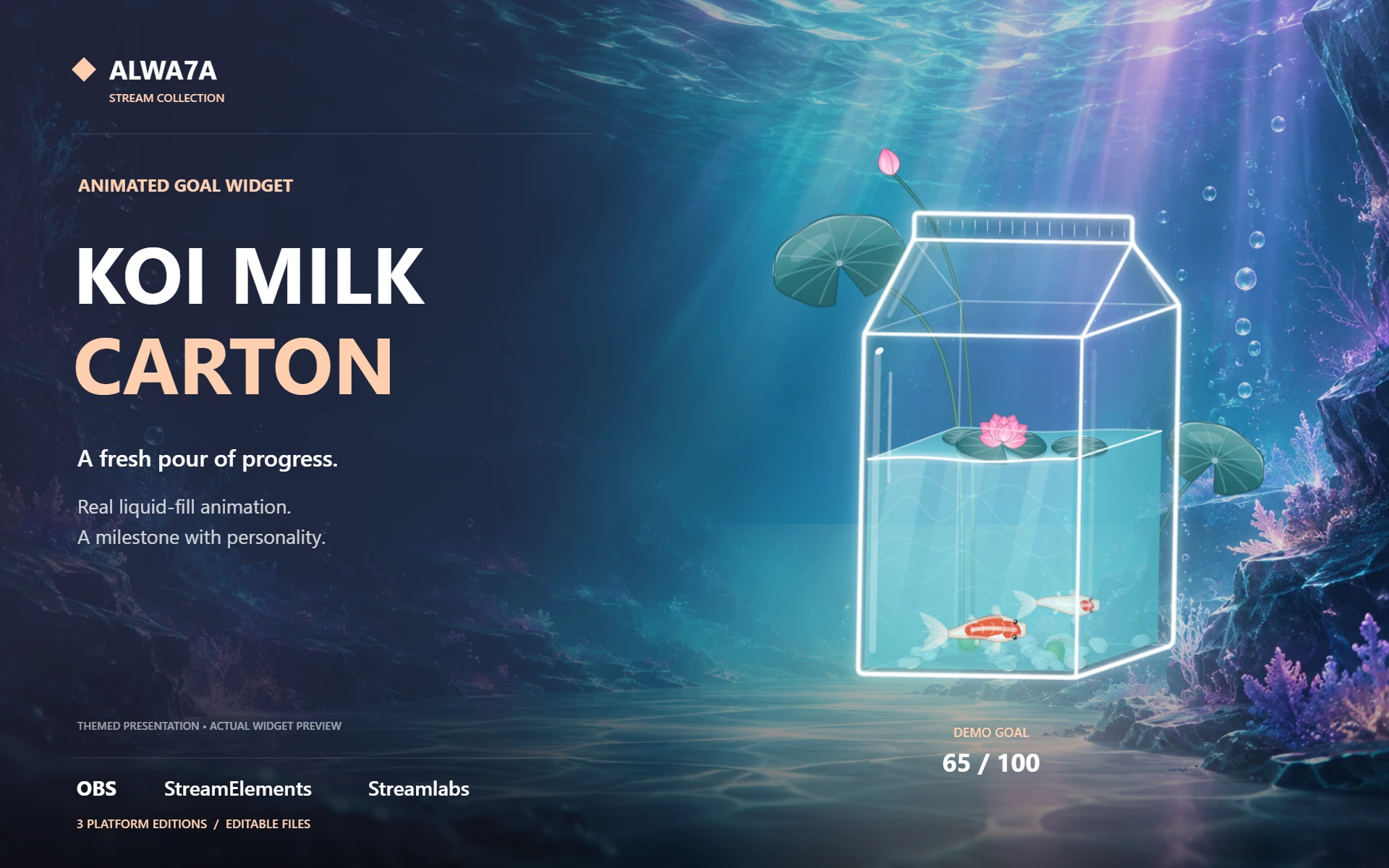 Koi Milk Carton — Animated Goal Widget