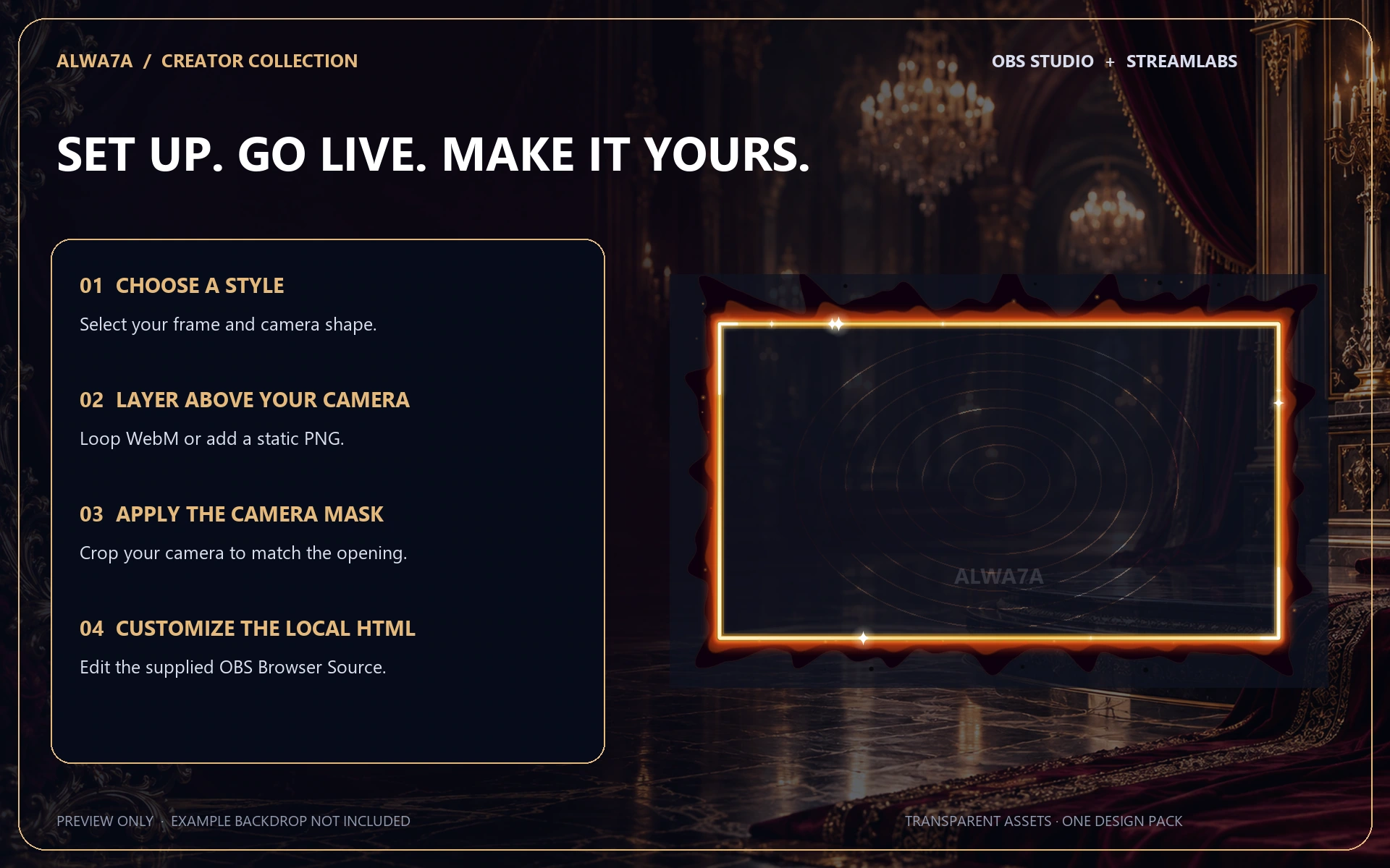 Black Gold Ember — Animated Facecam Pack — Design details