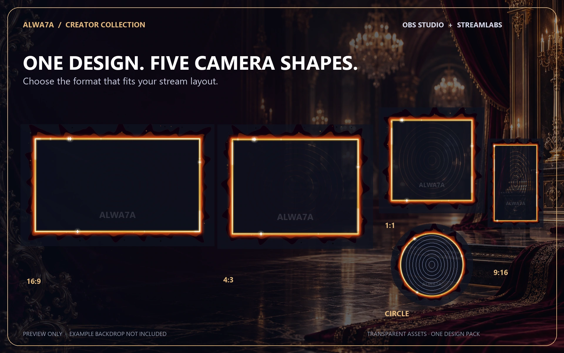 Black Gold Ember — Animated Facecam Pack — Design details