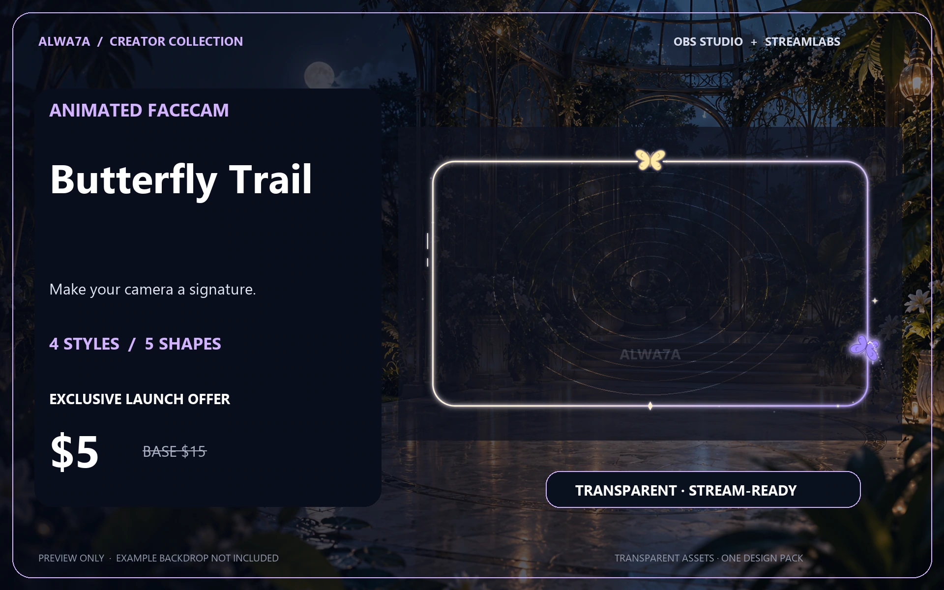 Butterfly Trail — Animated Facecam Pack