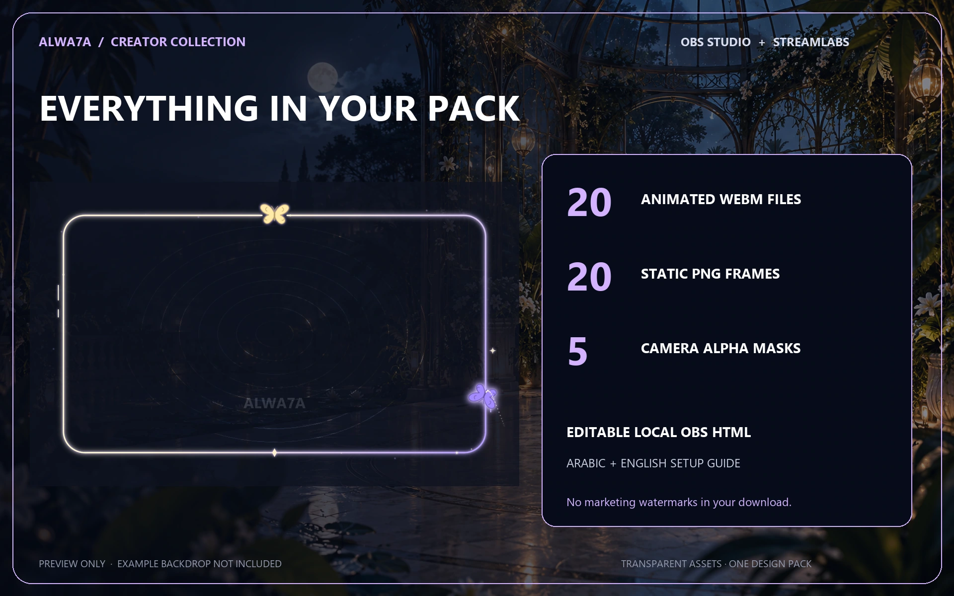 Butterfly Trail — Animated Facecam Pack — Design details