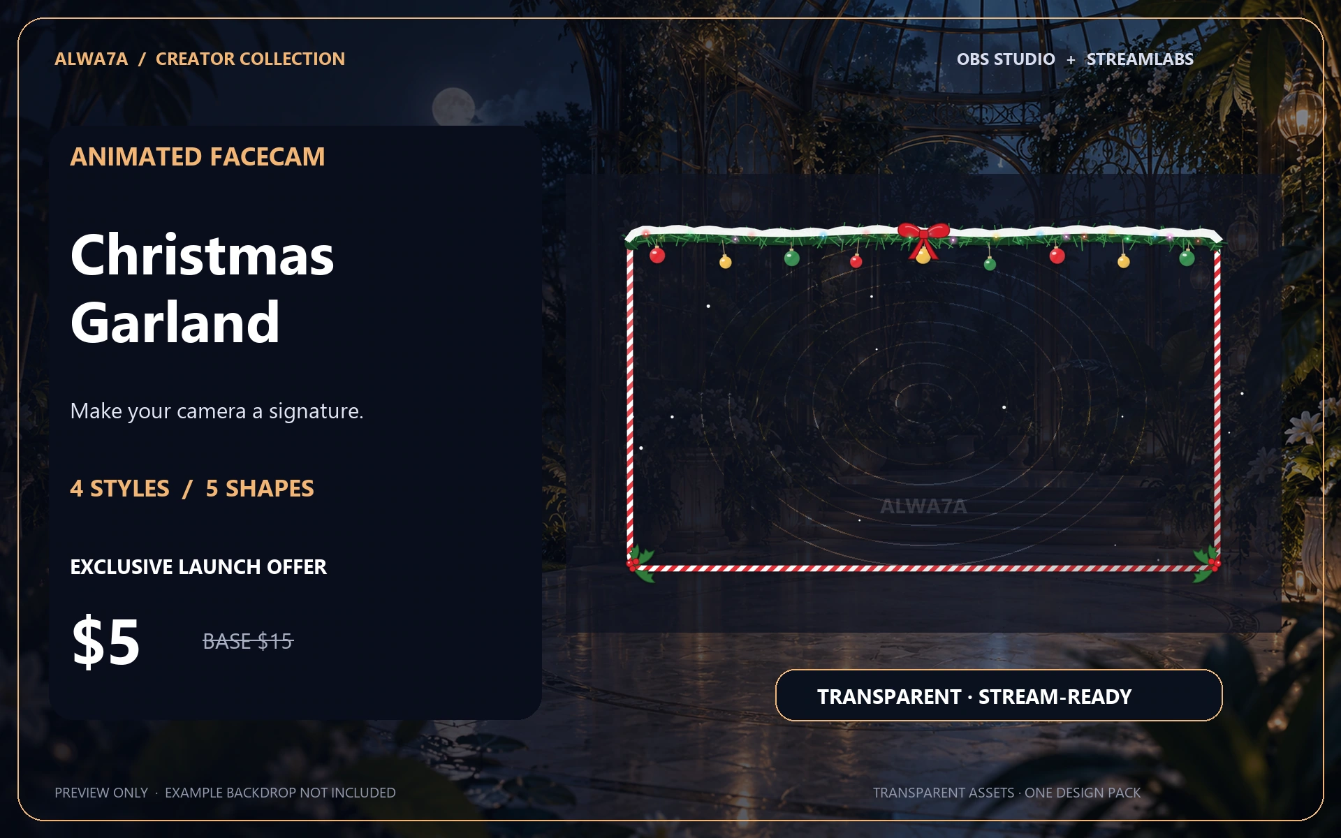Christmas Garland — Animated Facecam Pack