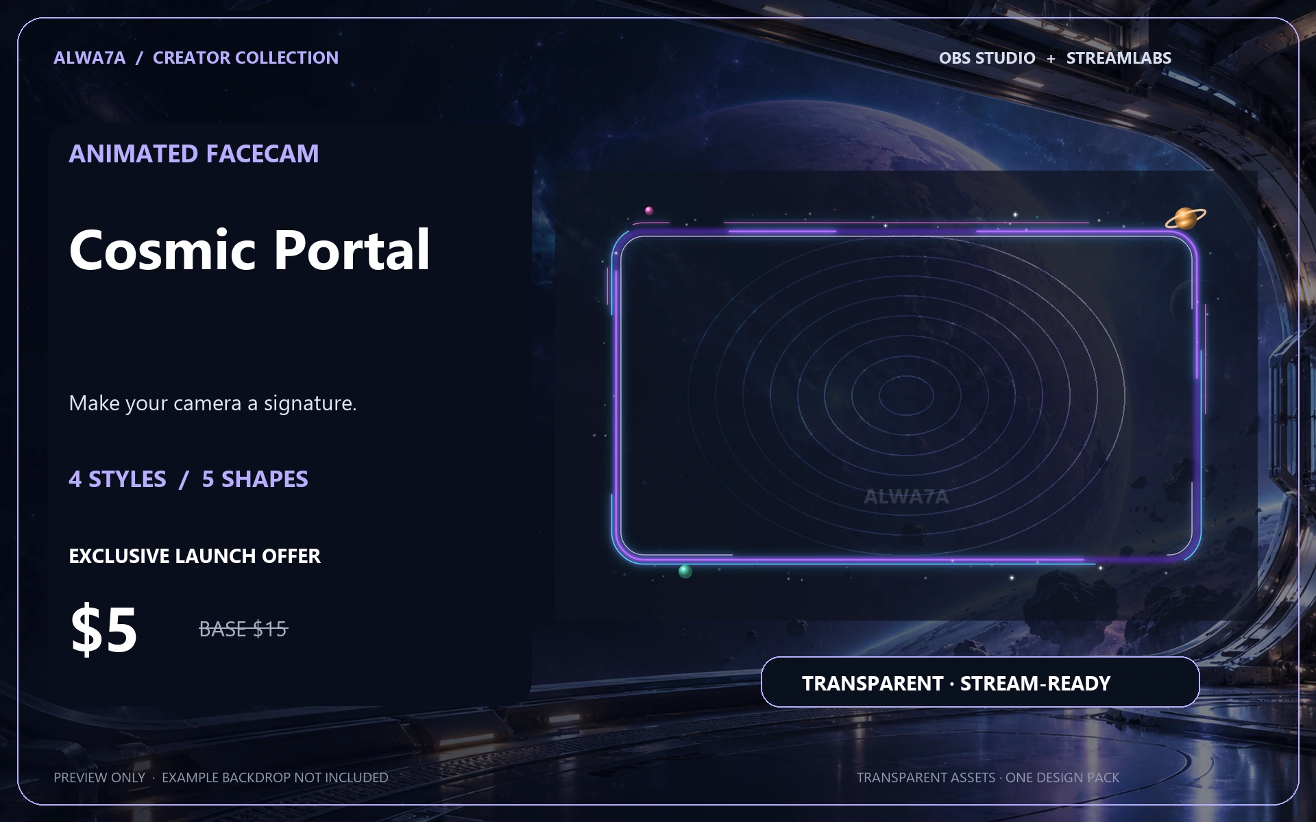 Cosmic Portal — Animated Facecam Pack