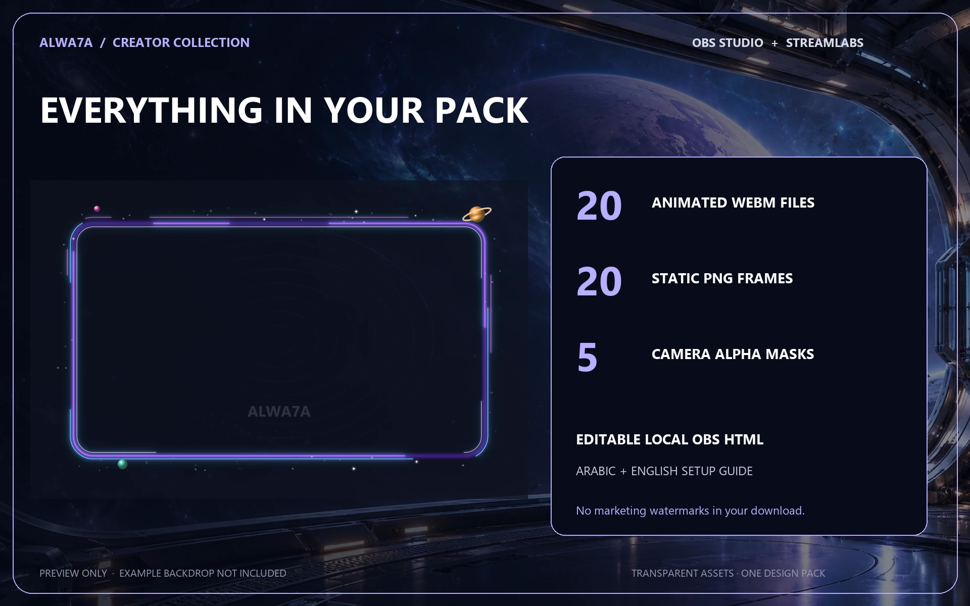 Cosmic Portal — Animated Facecam Pack — Design details