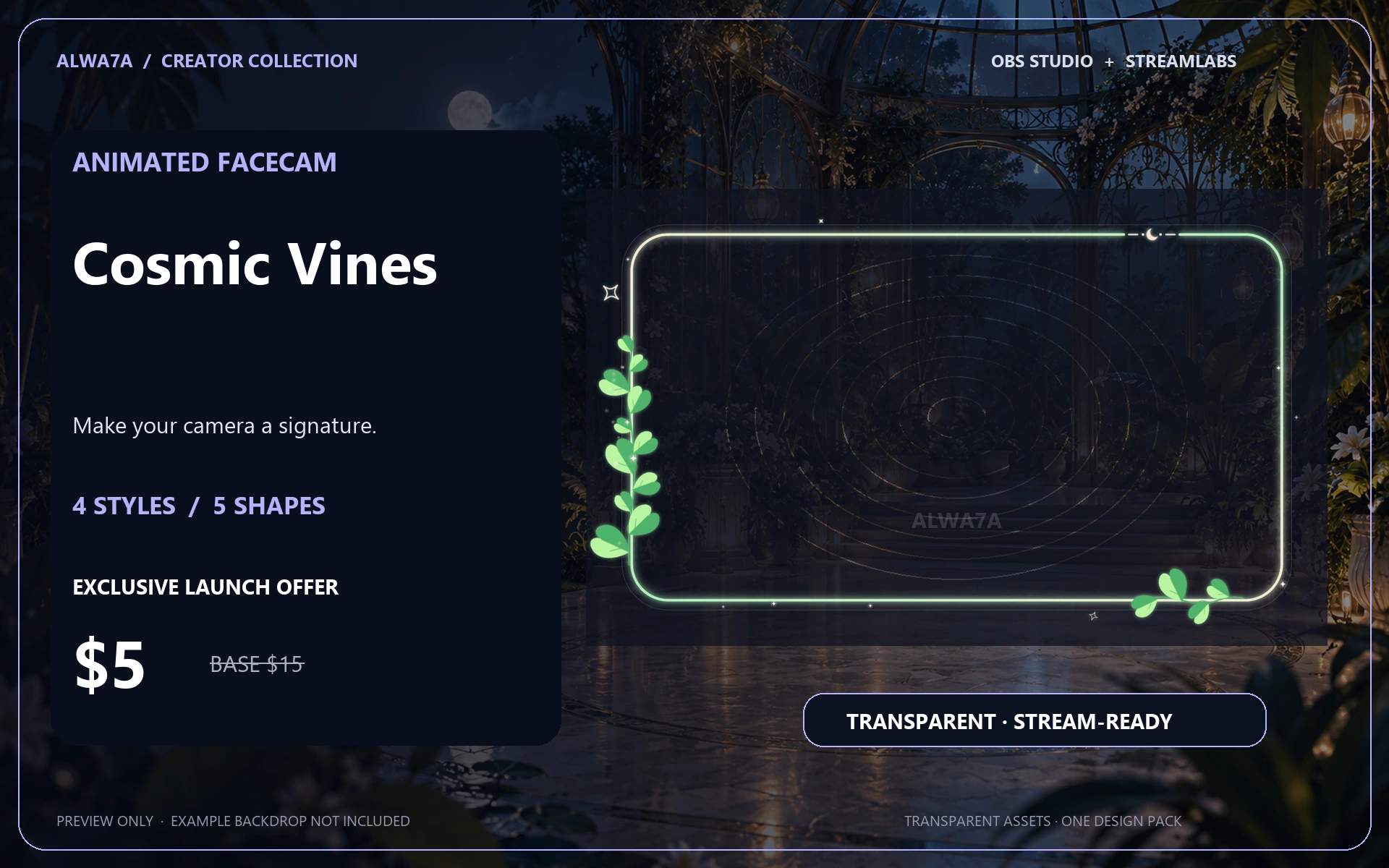 Cosmic Vines — Animated Facecam Pack