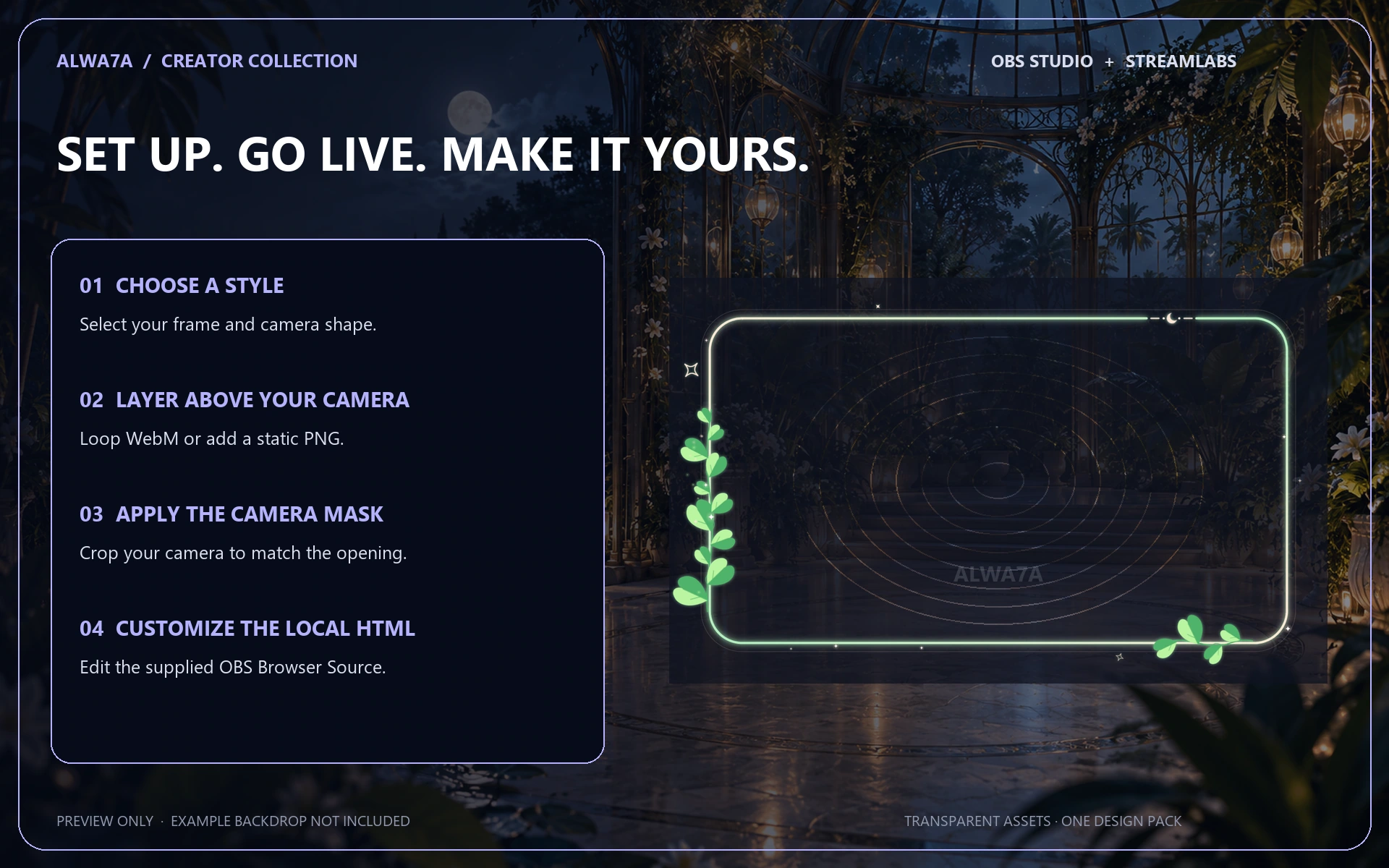 Cosmic Vines — Animated Facecam Pack — Design details