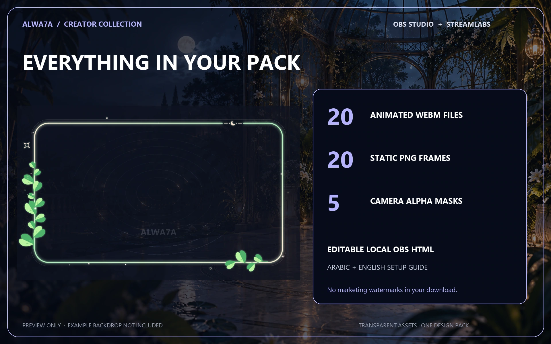 Cosmic Vines — Animated Facecam Pack — Design details