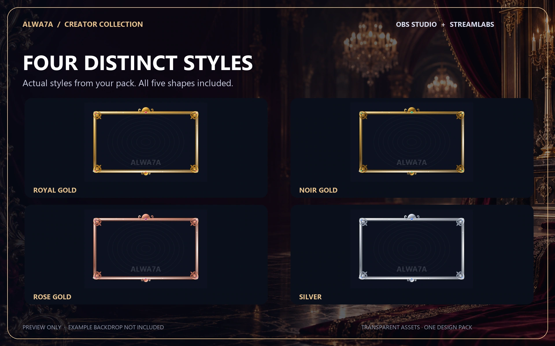 Gilded Baroque — Animated Facecam Pack — Design details