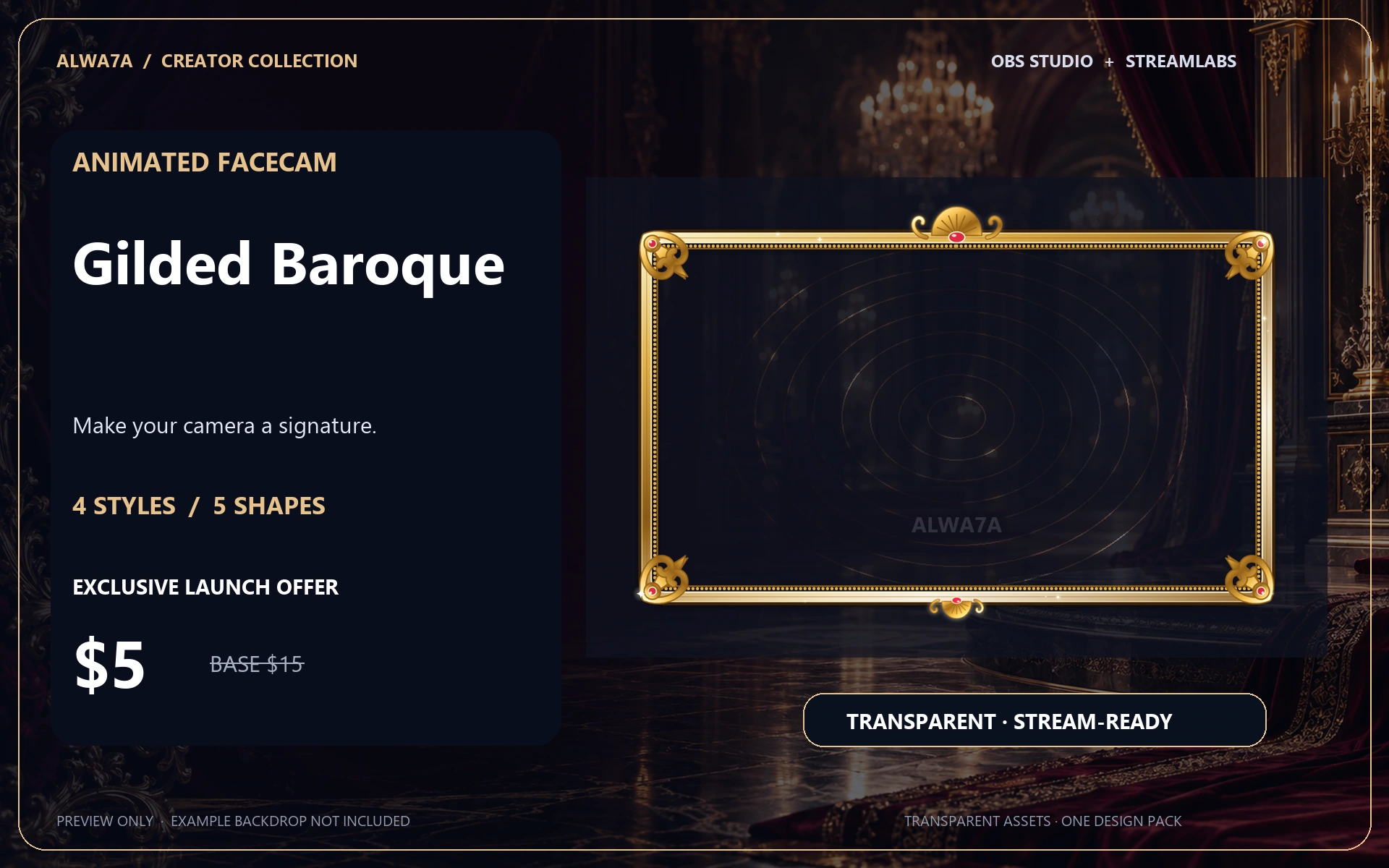 Gilded Baroque — Animated Facecam Pack