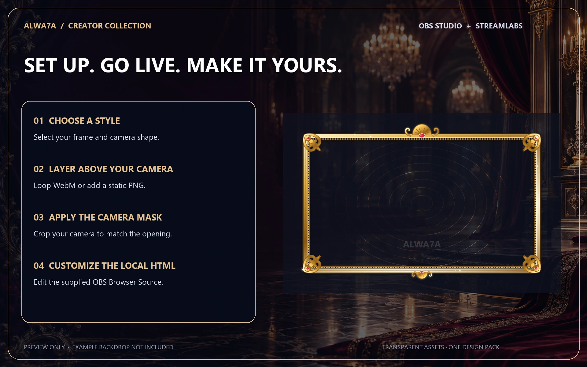 Gilded Baroque — Animated Facecam Pack — Design details