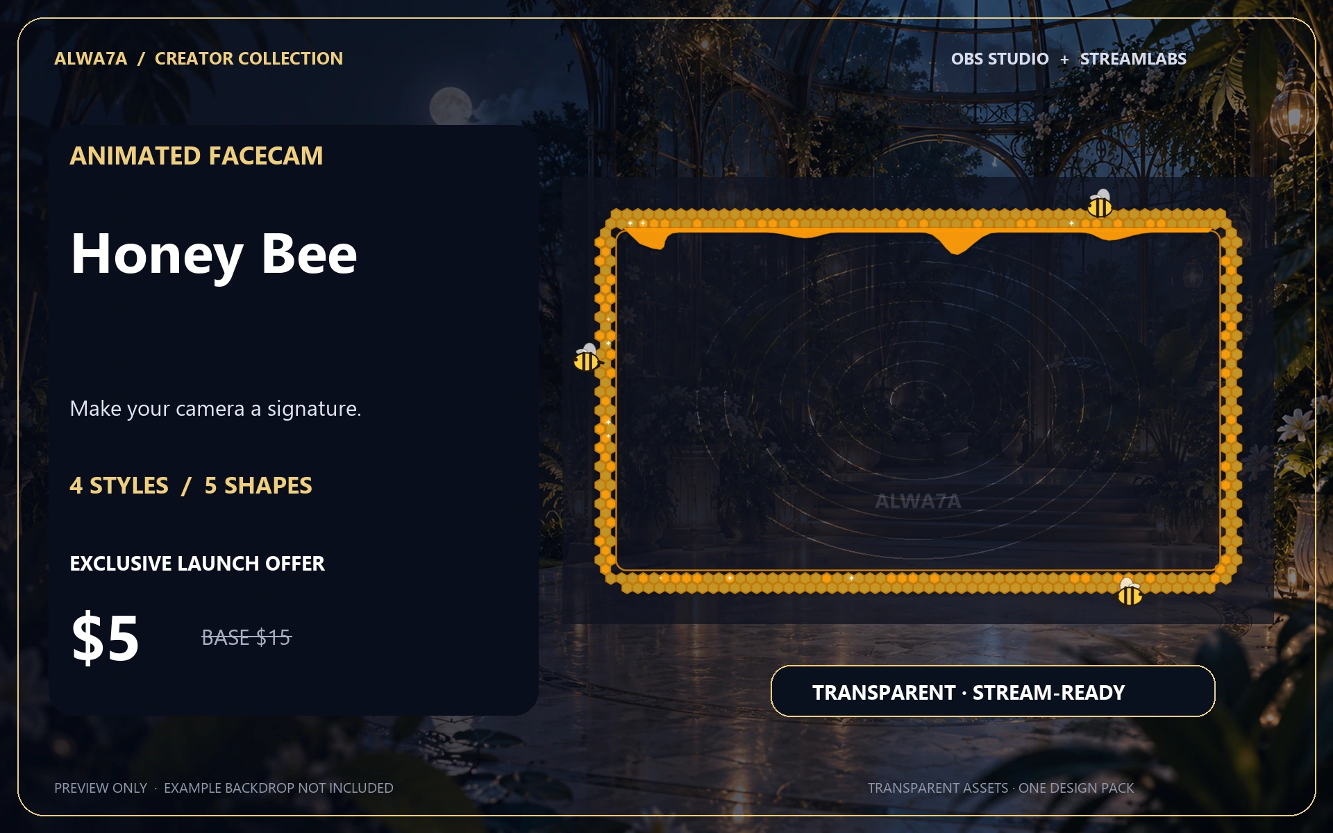 Honey Bee — Animated Facecam Pack