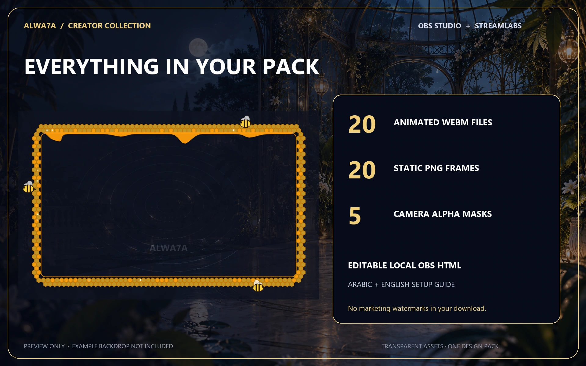 Honey Bee — Animated Facecam Pack — Design details