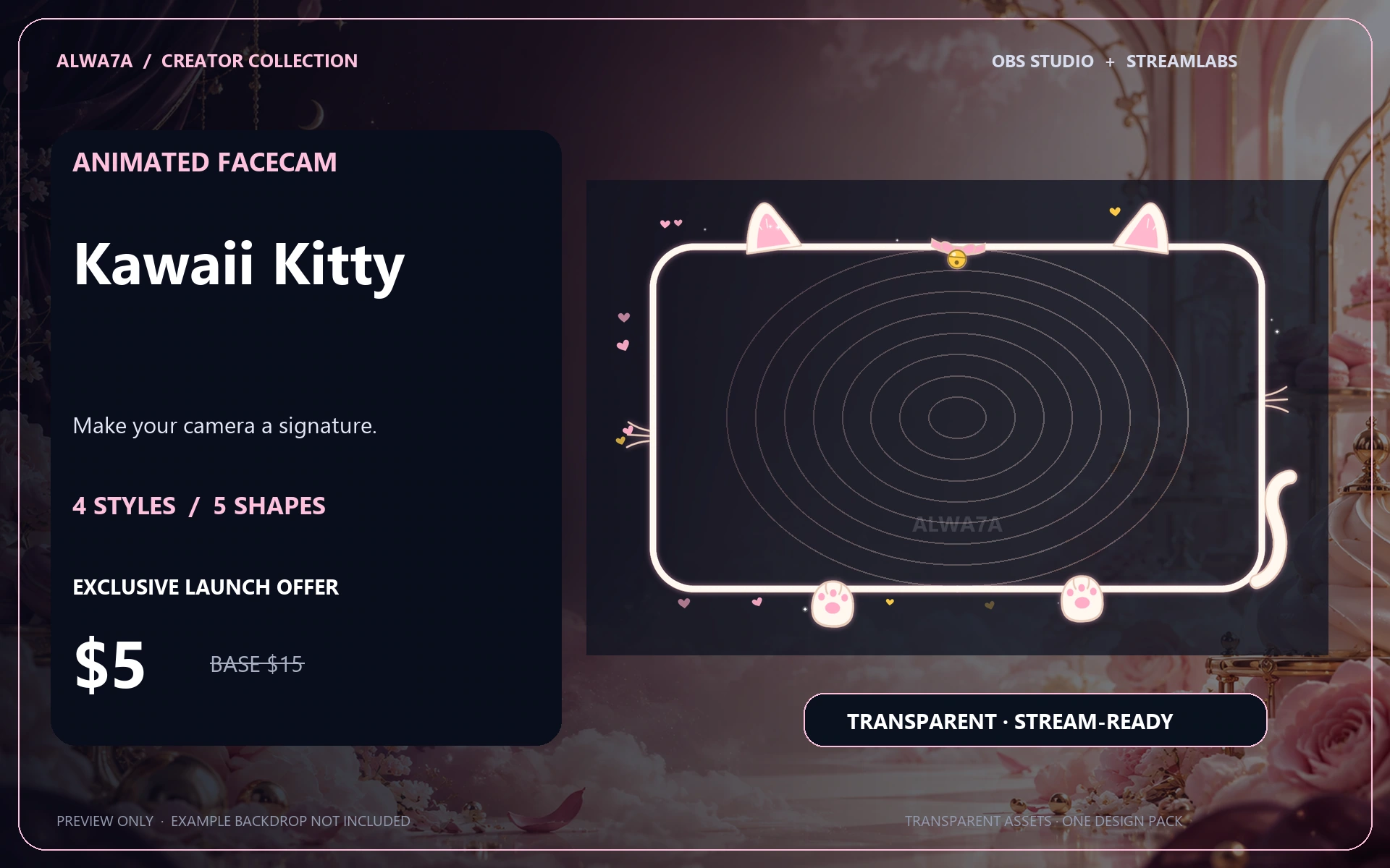 Kawaii Kitty — Animated Facecam Pack