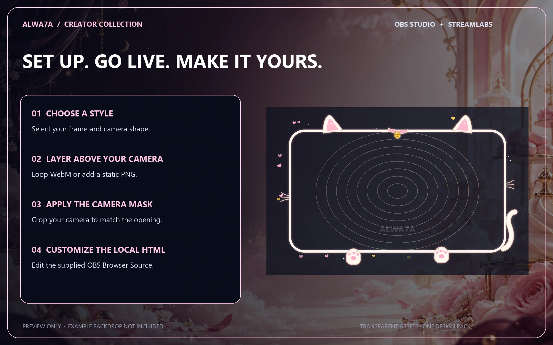 Kawaii Kitty — Animated Facecam Pack — Design details