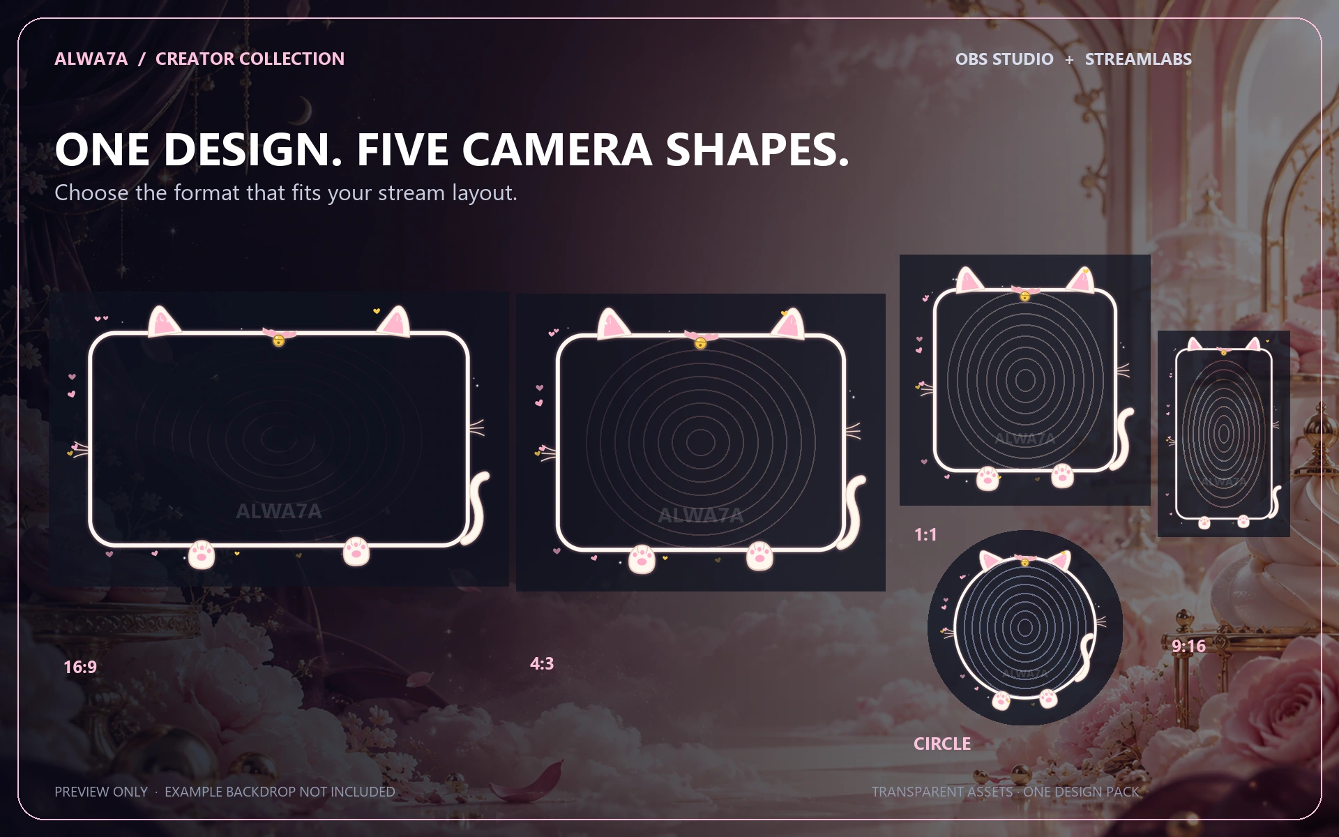 Kawaii Kitty — Animated Facecam Pack — Design details