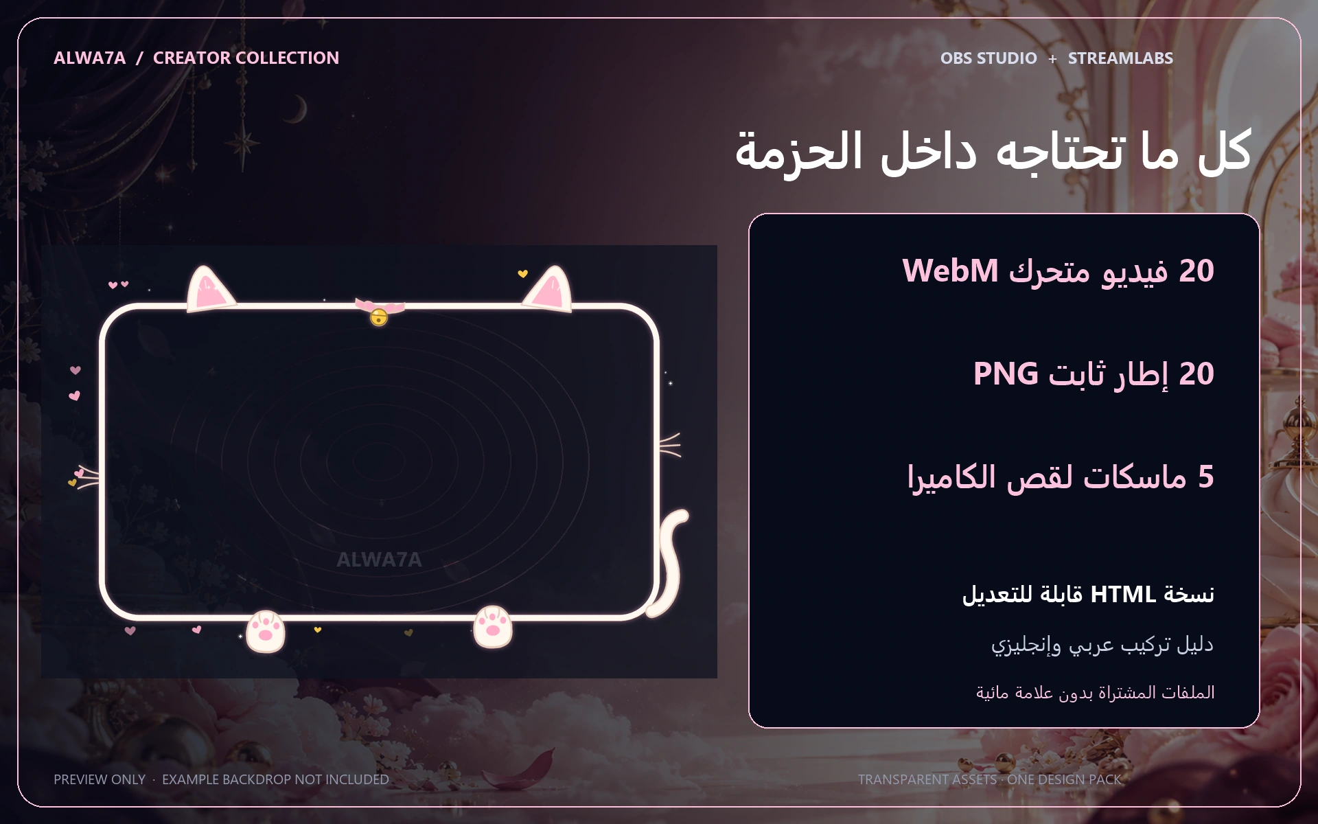 Kawaii Kitty — Animated Facecam Pack — Design details
