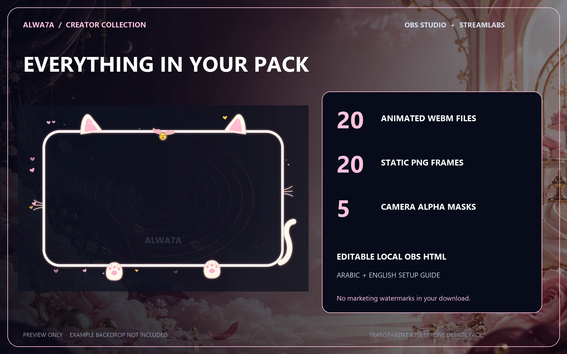 Kawaii Kitty — Animated Facecam Pack — Design details