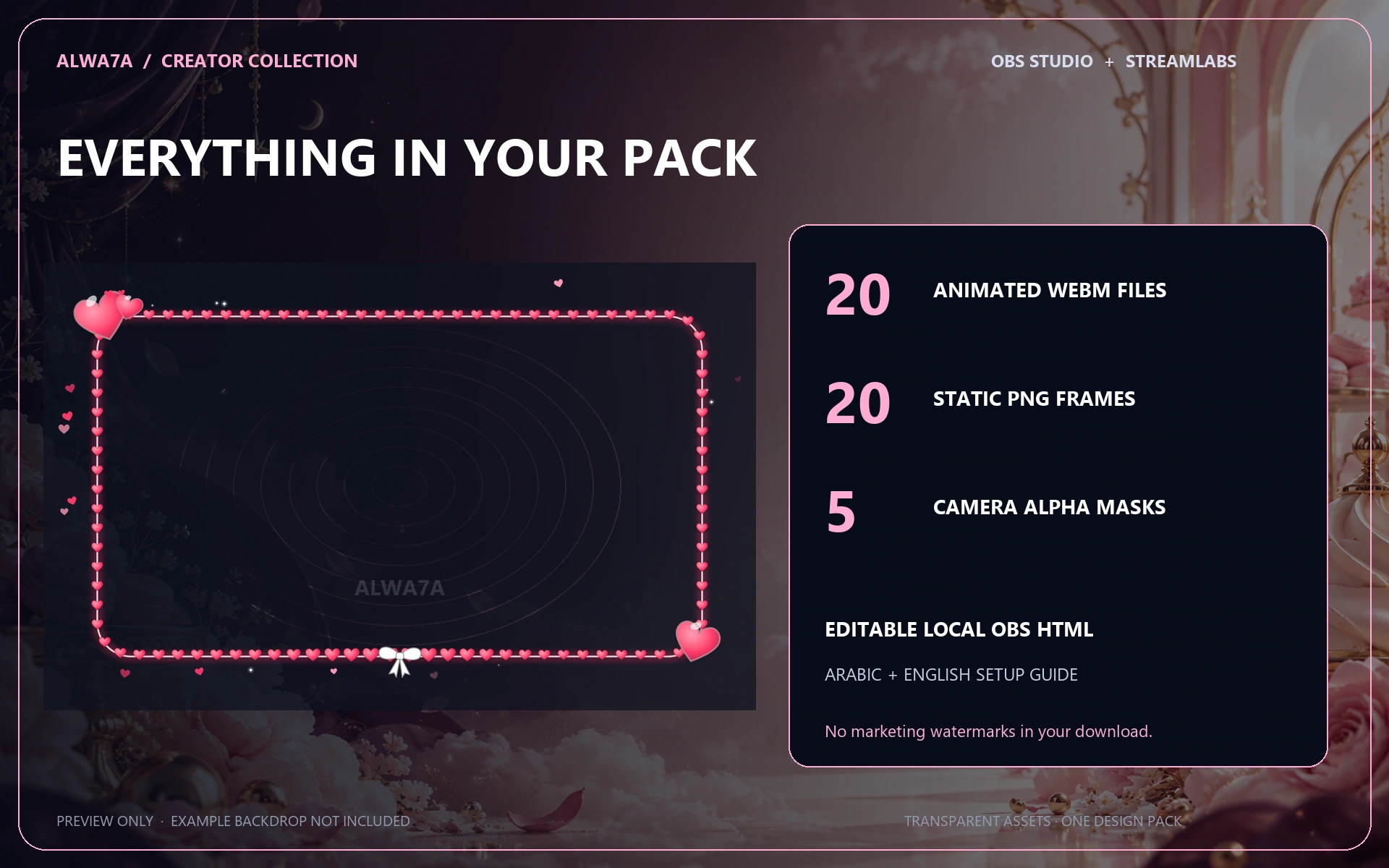 Love Hearts — Animated Facecam Pack — Design details