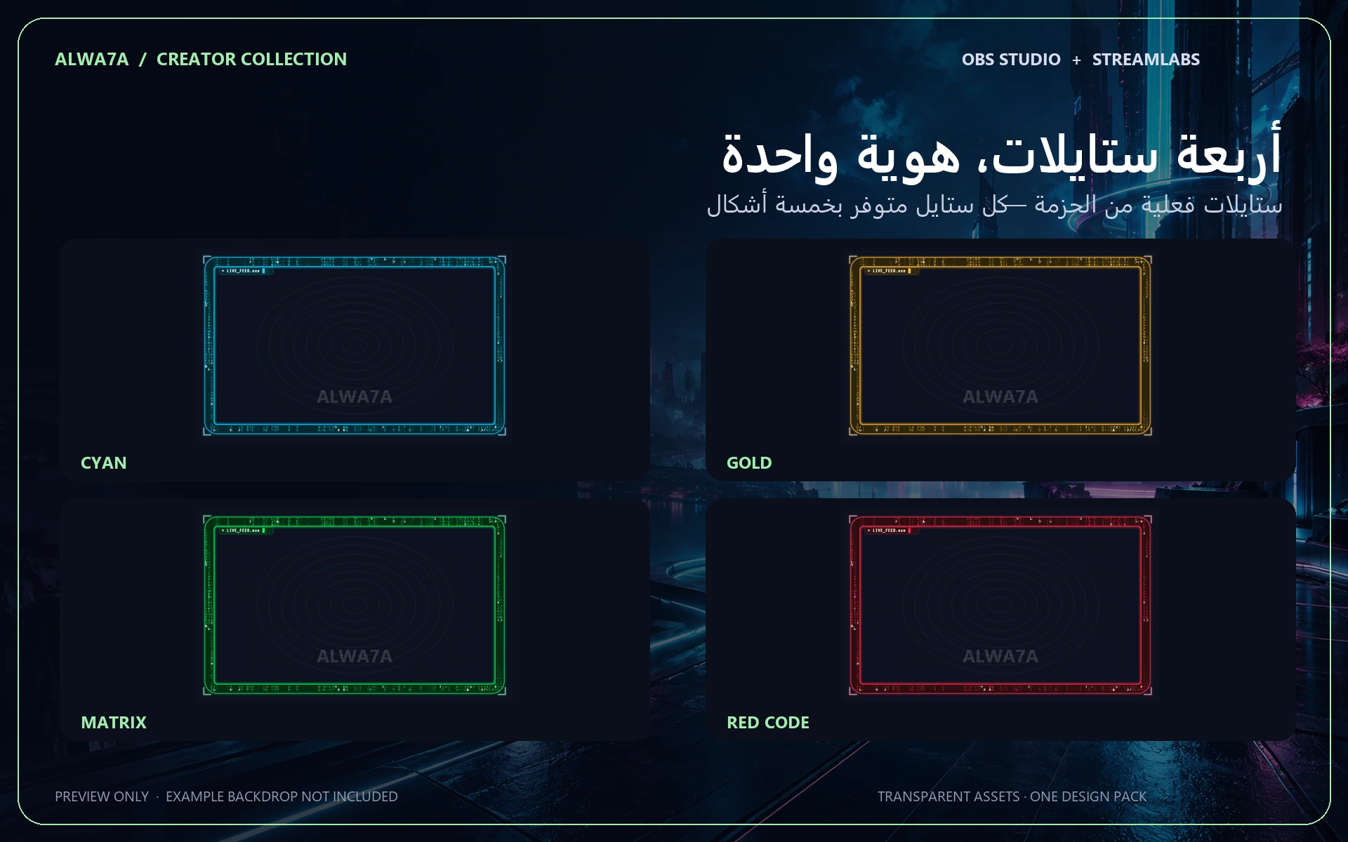 Matrix Code — Animated Facecam Pack — Design details