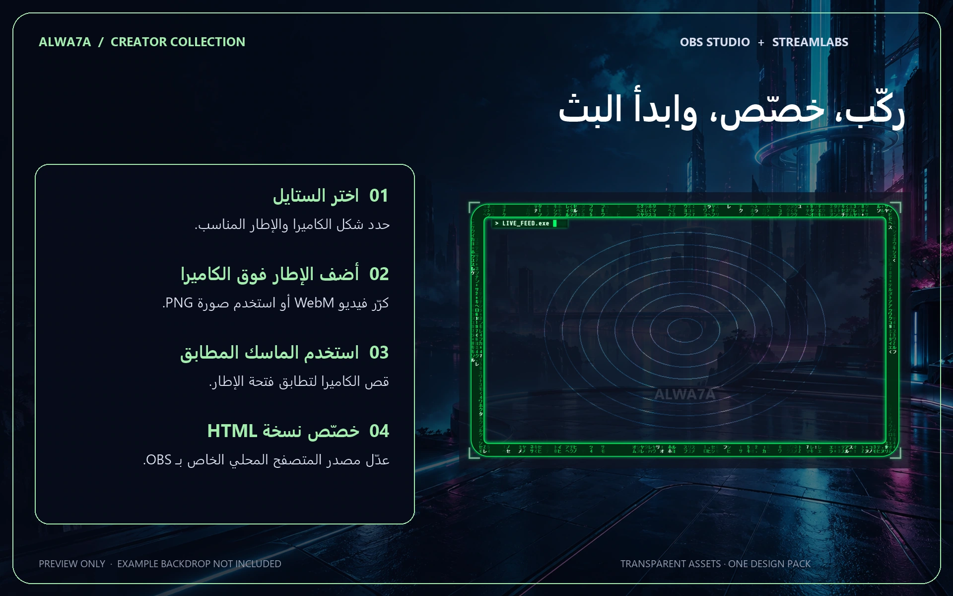 Matrix Code — Animated Facecam Pack — Design details