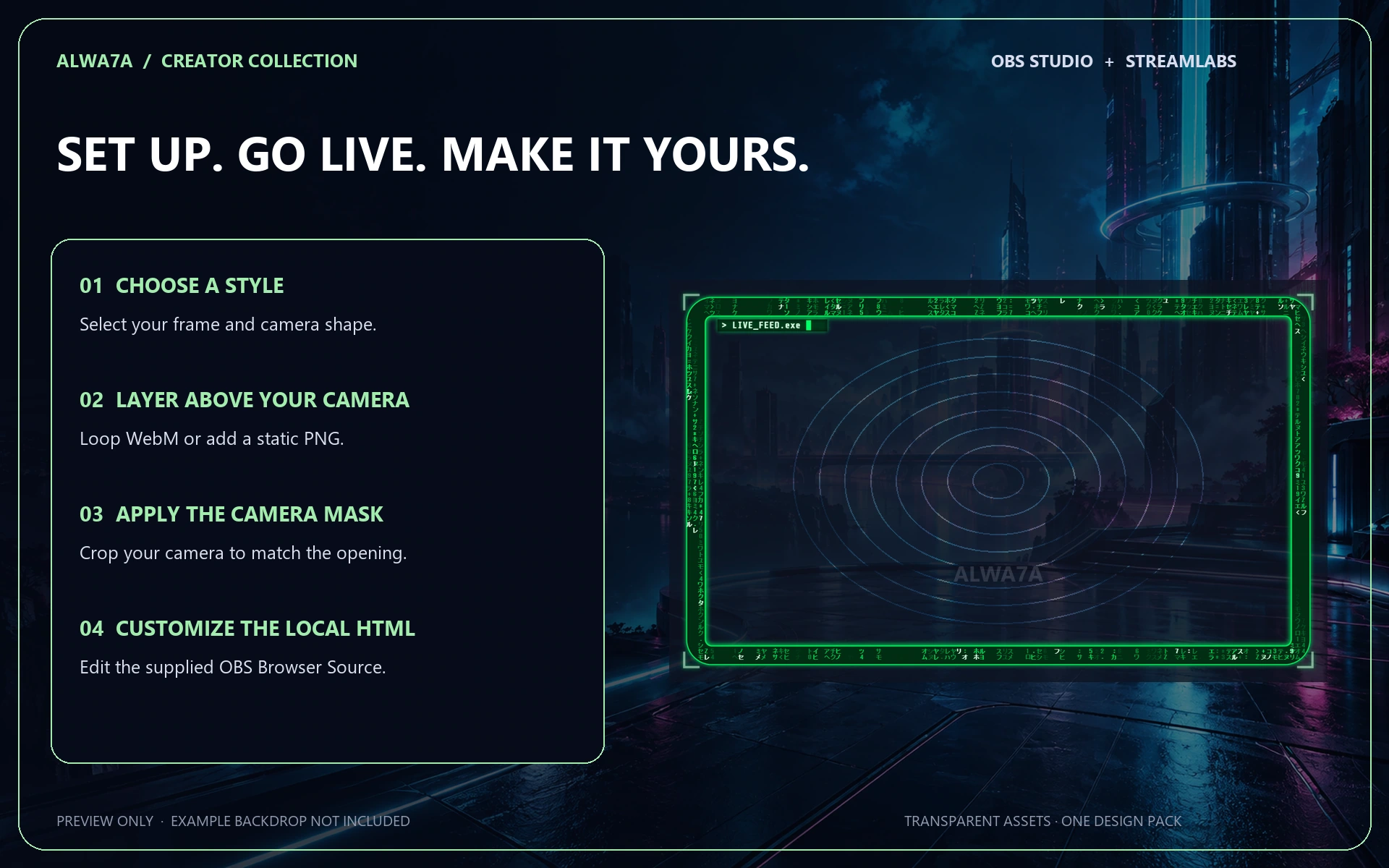 Matrix Code — Animated Facecam Pack — Design details