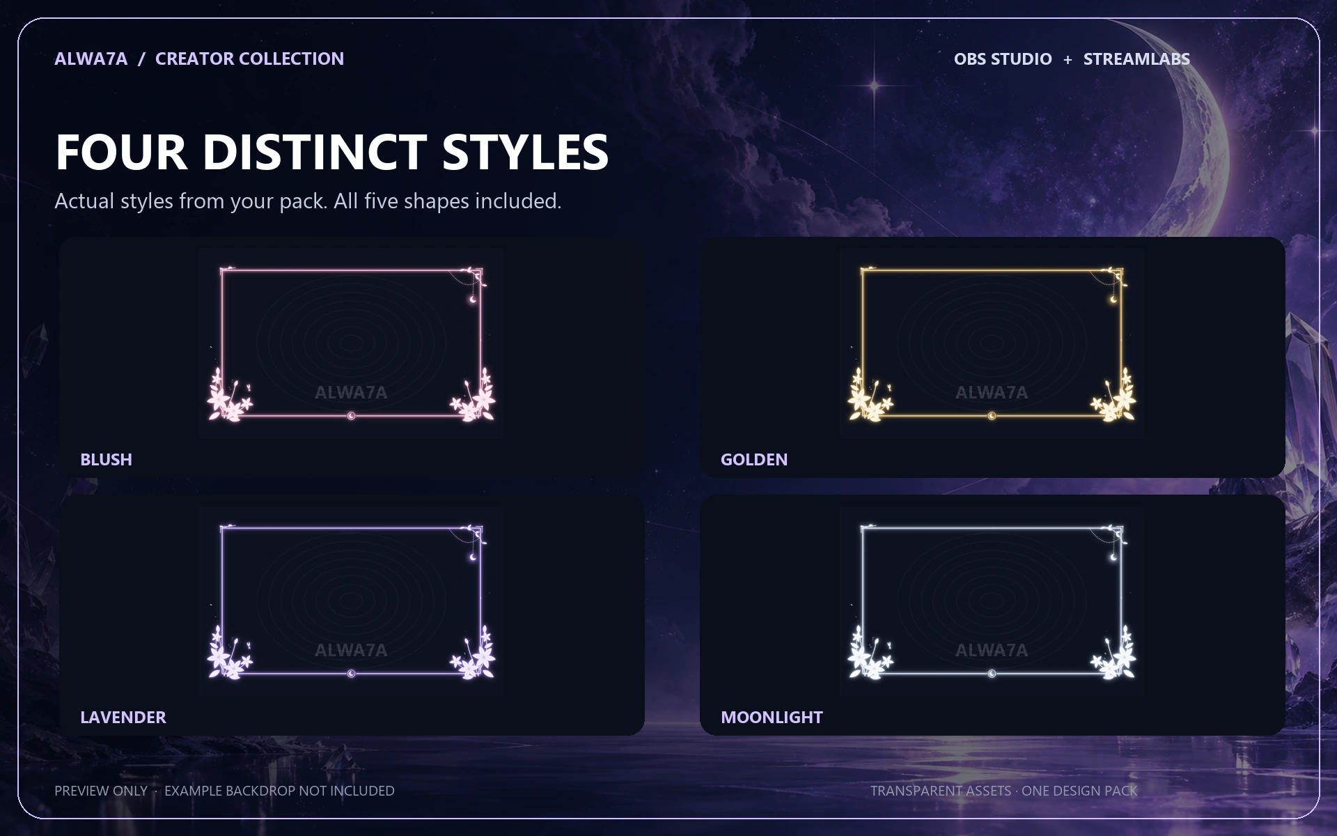 Moonlit Lilies — Animated Facecam Pack — Design details