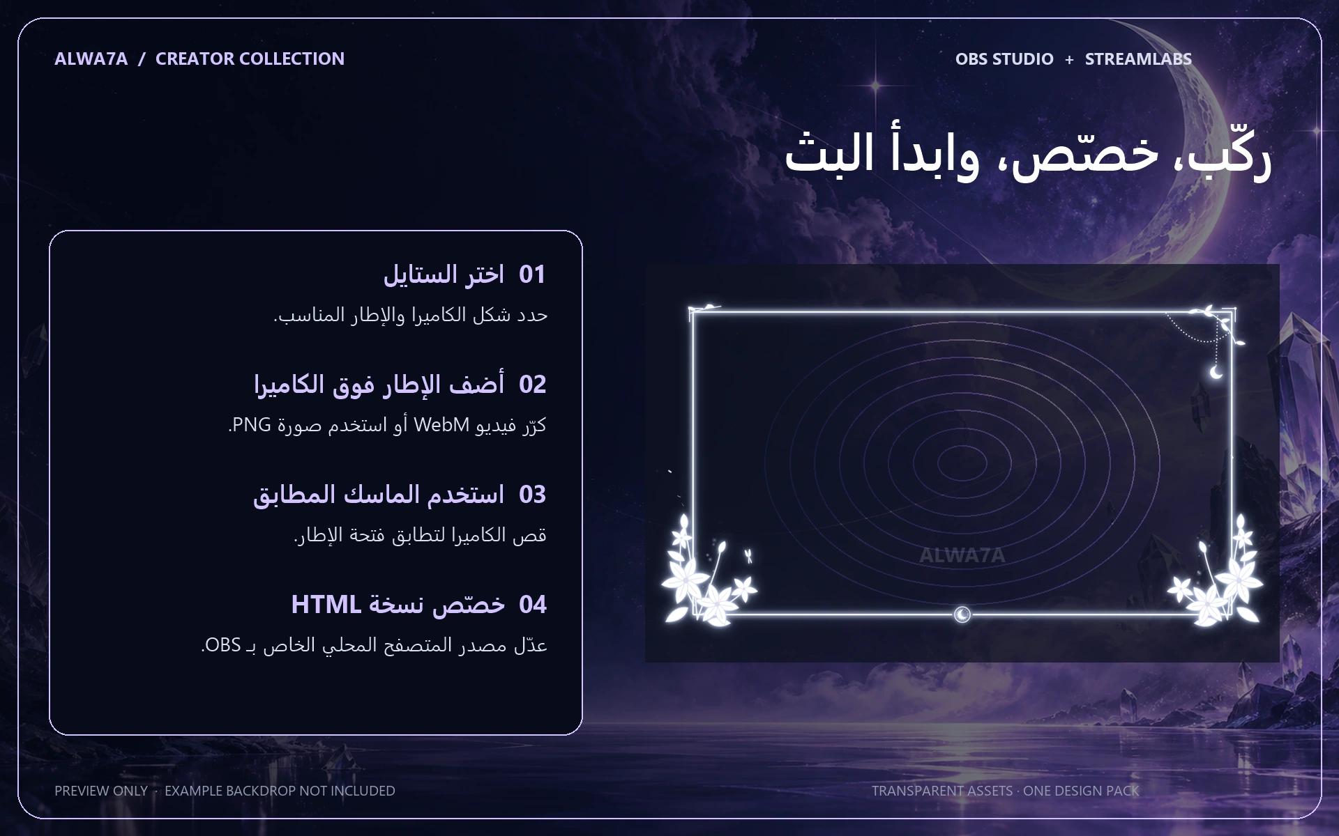 Moonlit Lilies — Animated Facecam Pack — Design details