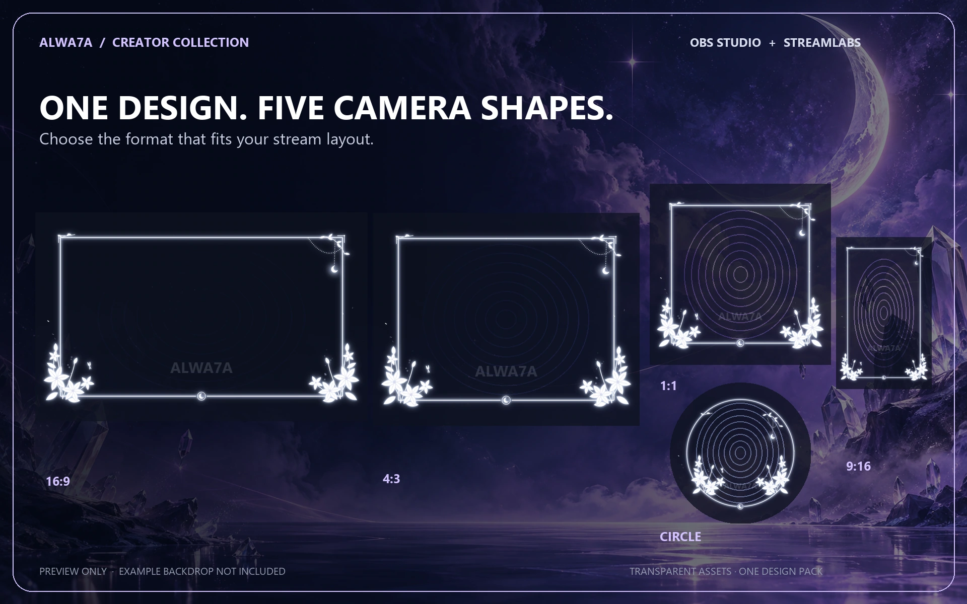 Moonlit Lilies — Animated Facecam Pack — Design details