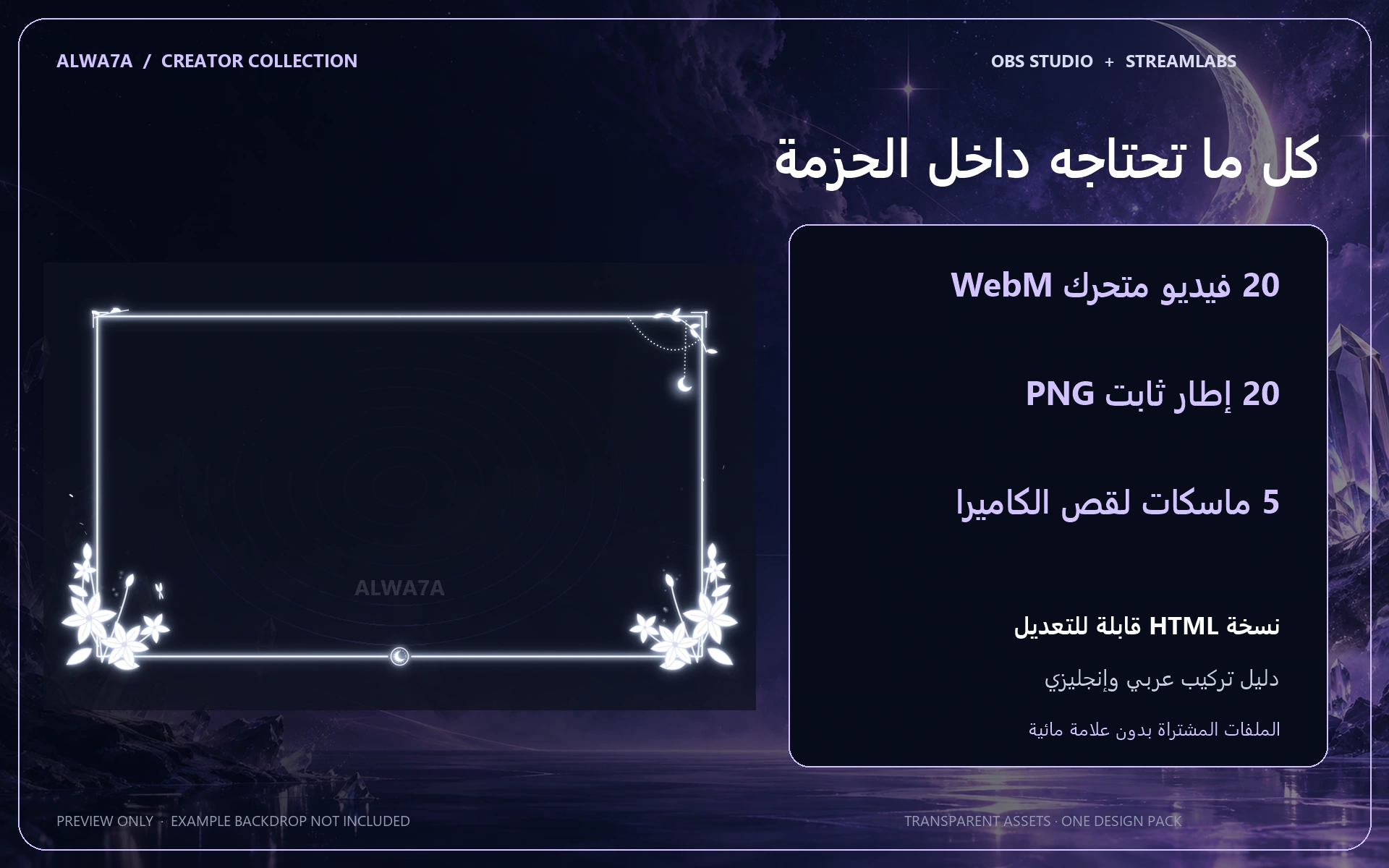 Moonlit Lilies — Animated Facecam Pack — Design details