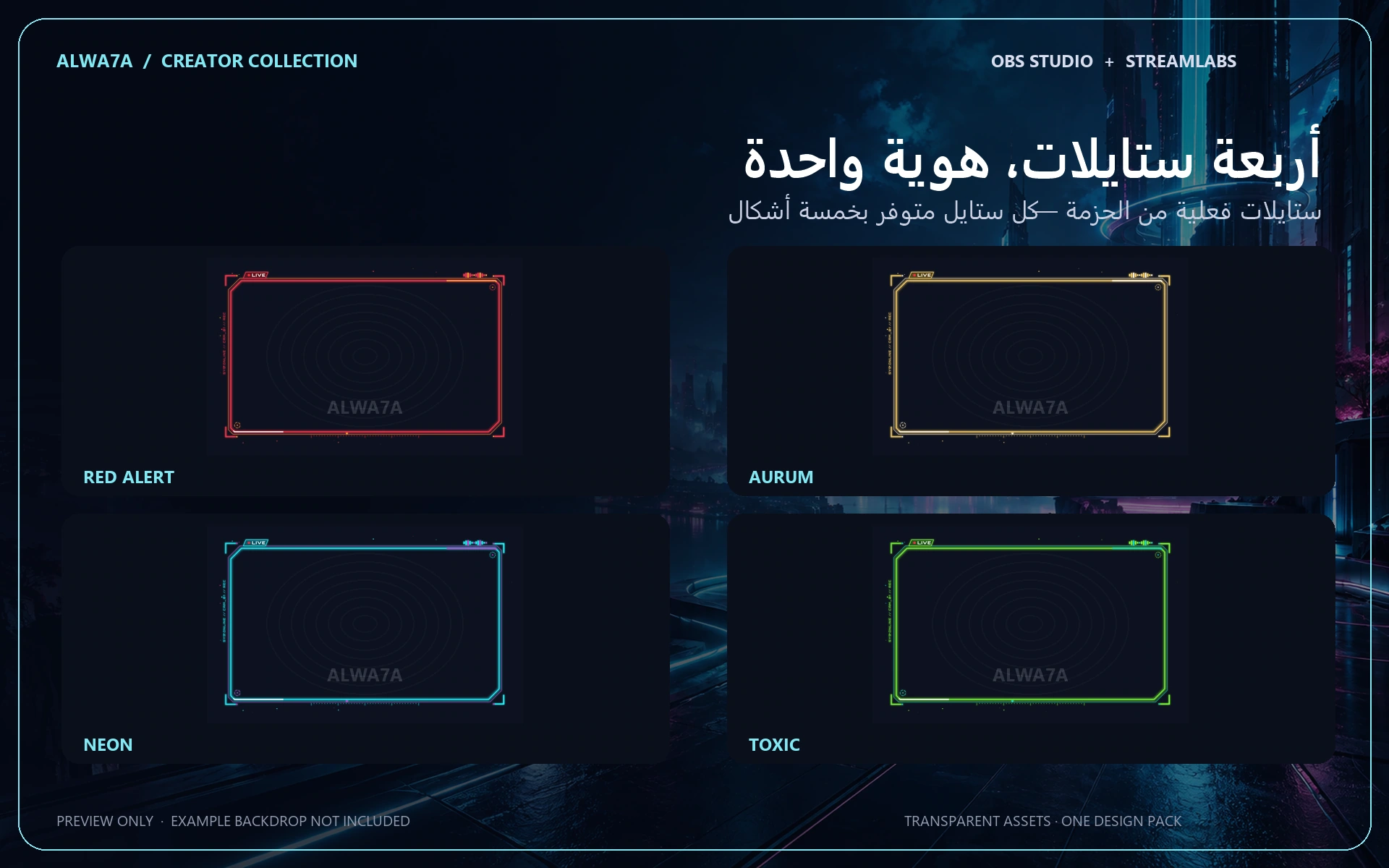 Neon Cyber HUD — Animated Facecam Pack — Design details