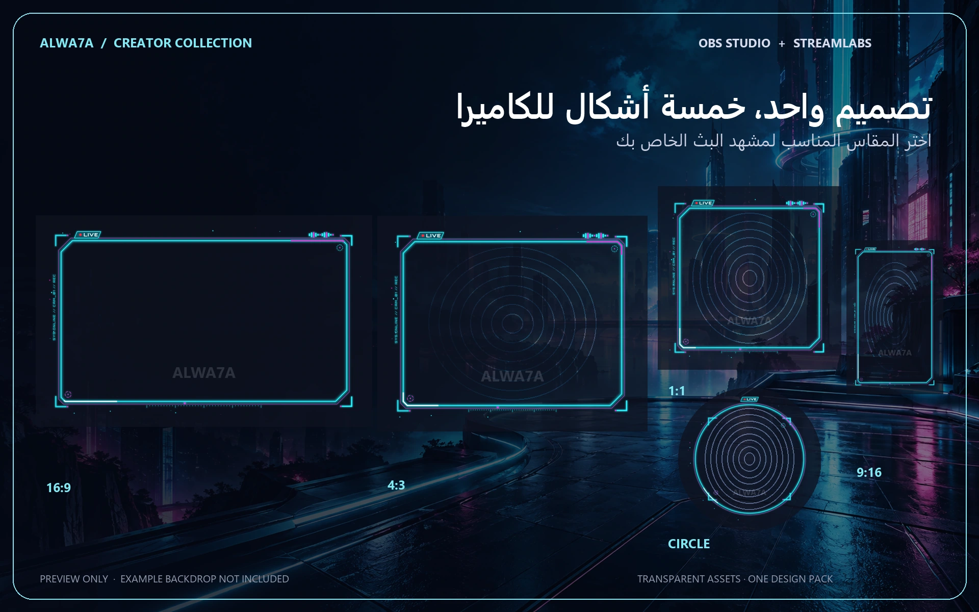 Neon Cyber HUD — Animated Facecam Pack — Design details