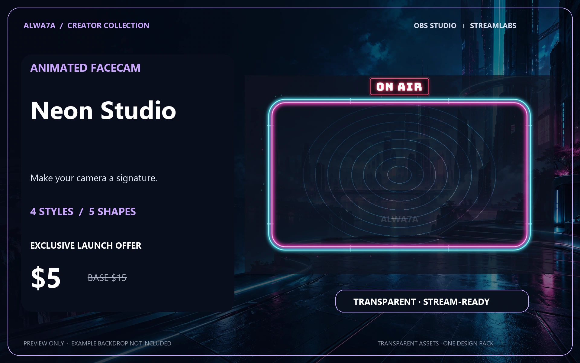 Neon Studio — Animated Facecam Pack
