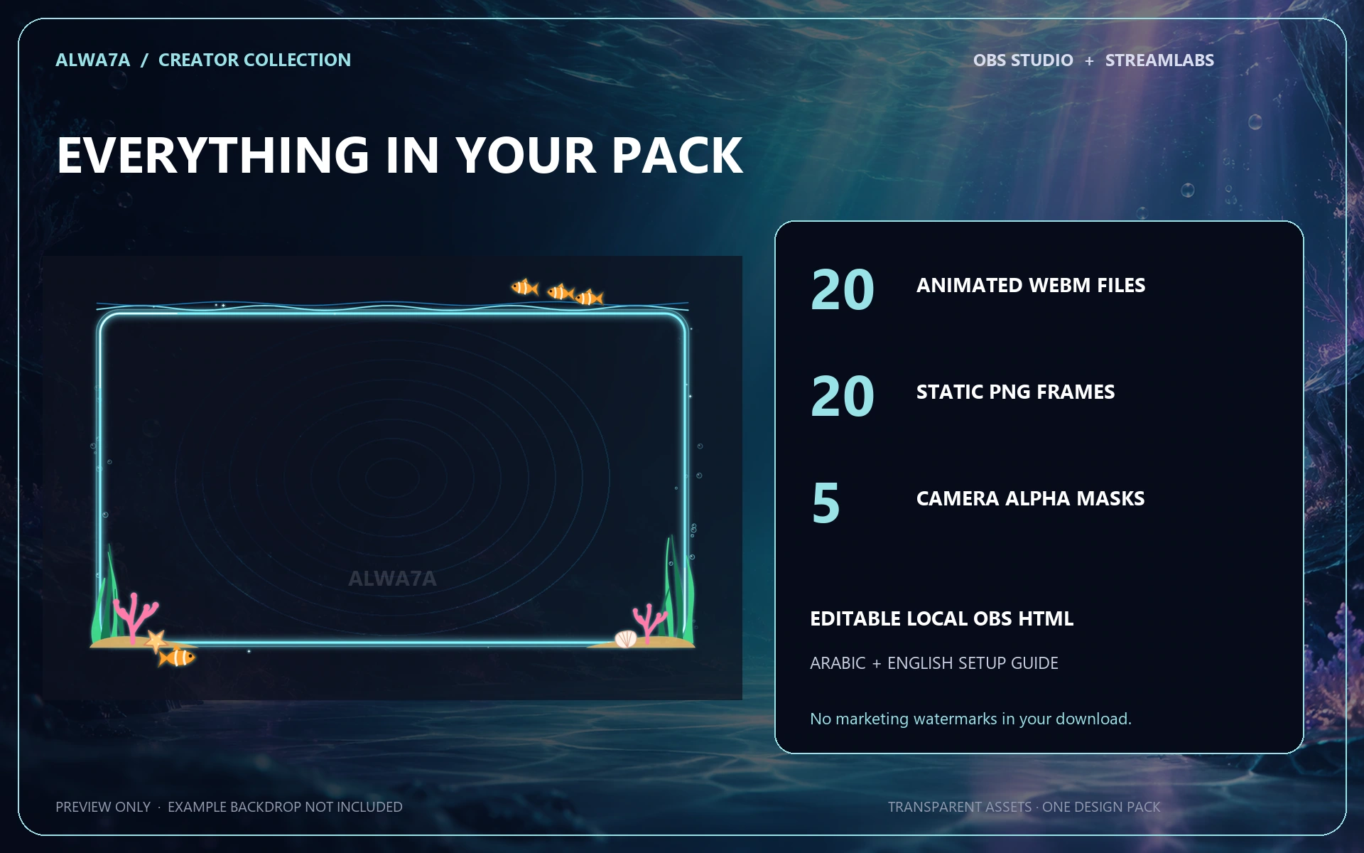 Ocean Reef — Animated Facecam Pack — Design details