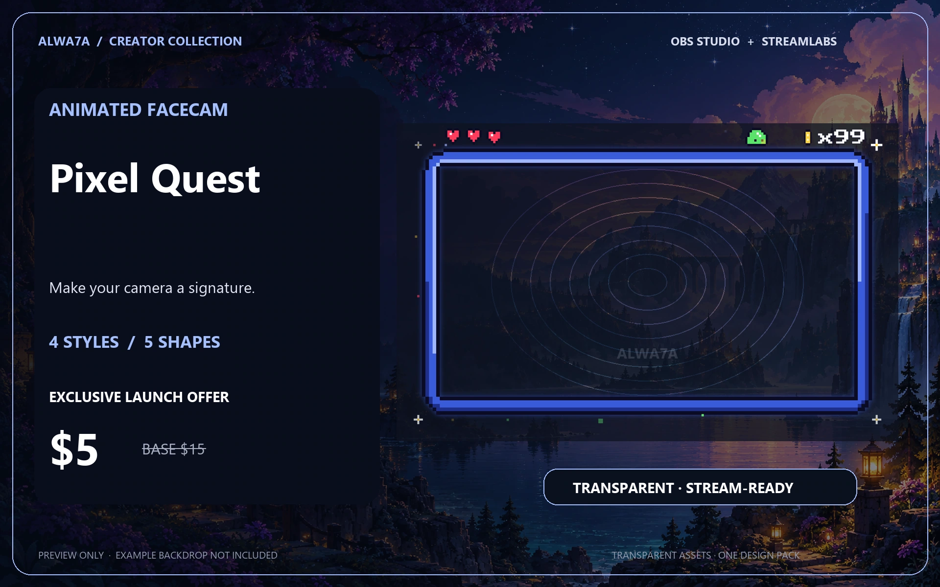 Pixel Quest — Animated Facecam Pack