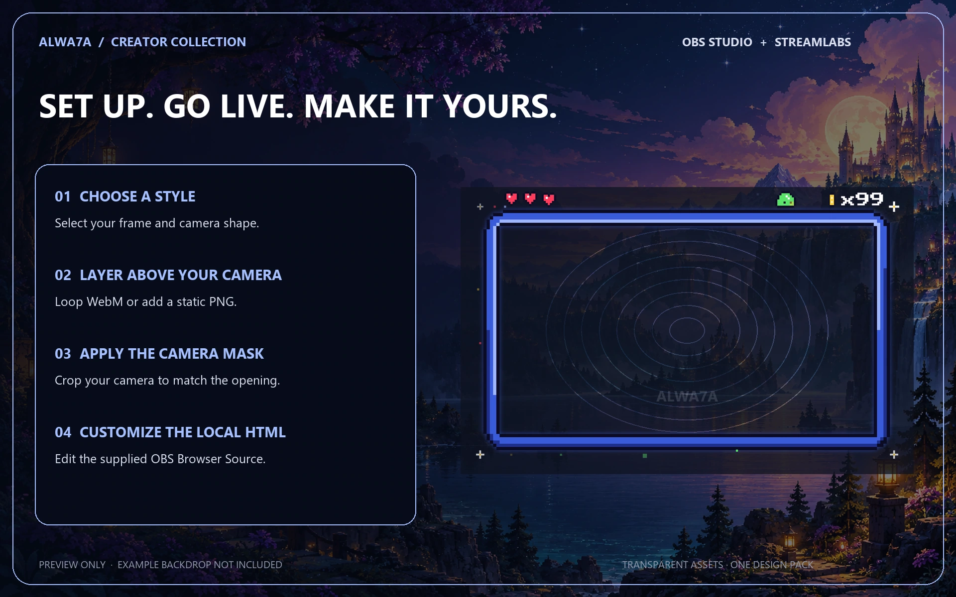 Pixel Quest — Animated Facecam Pack — Design details