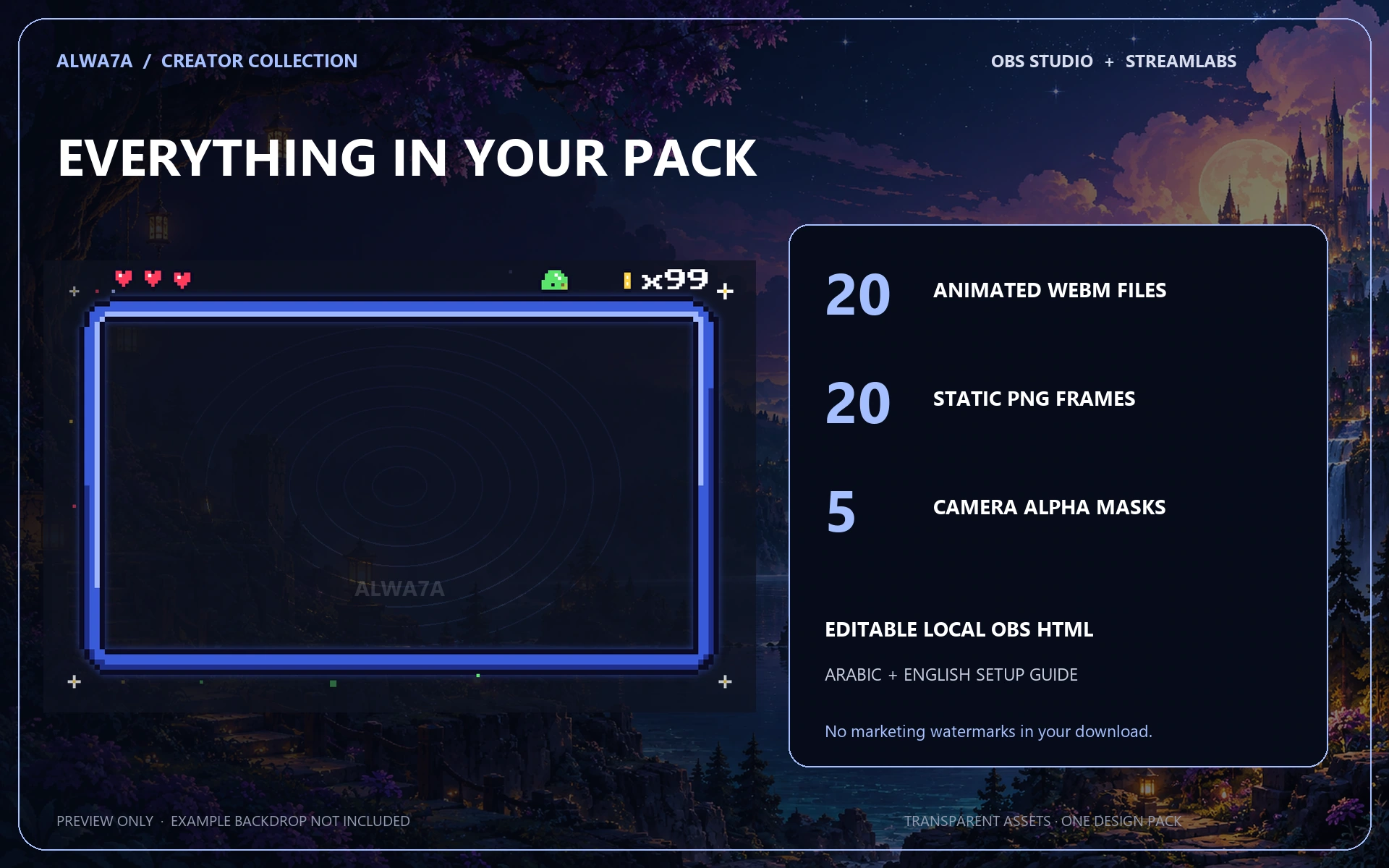 Pixel Quest — Animated Facecam Pack — Design details