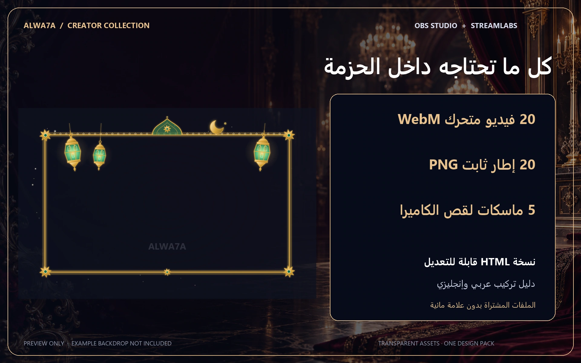 Ramadan Lanterns — Animated Facecam Pack — Design details