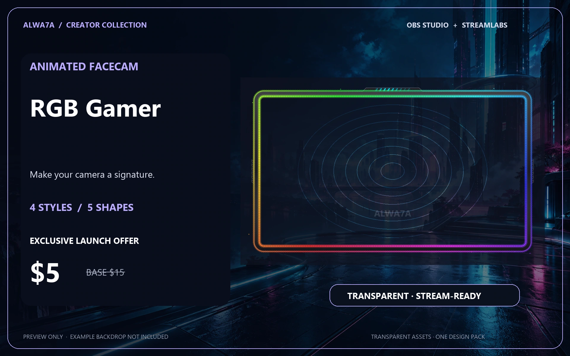 RGB Gamer — Animated Facecam Pack