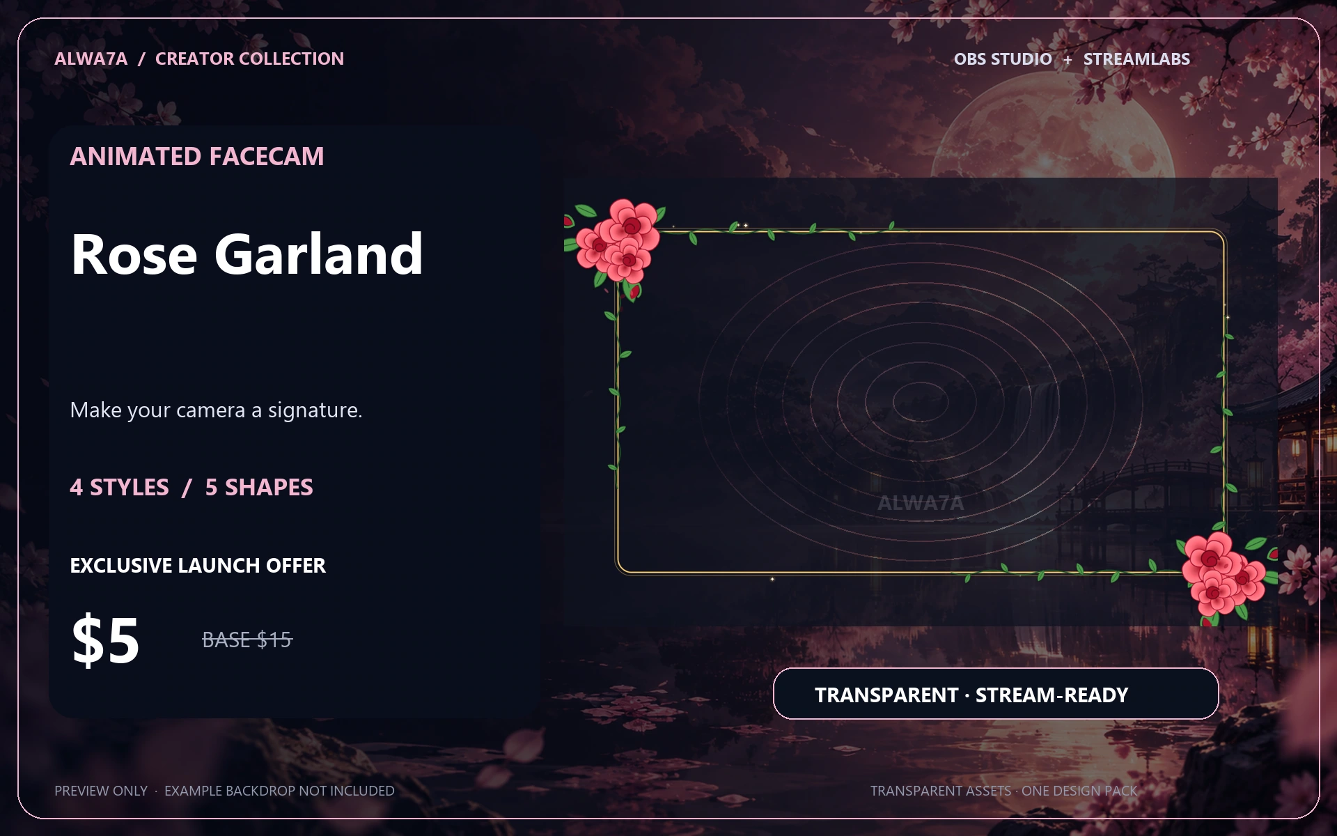 Rose Garland — Animated Facecam Pack