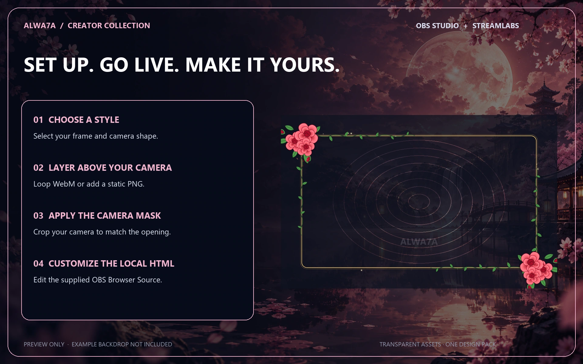 Rose Garland — Animated Facecam Pack — Design details