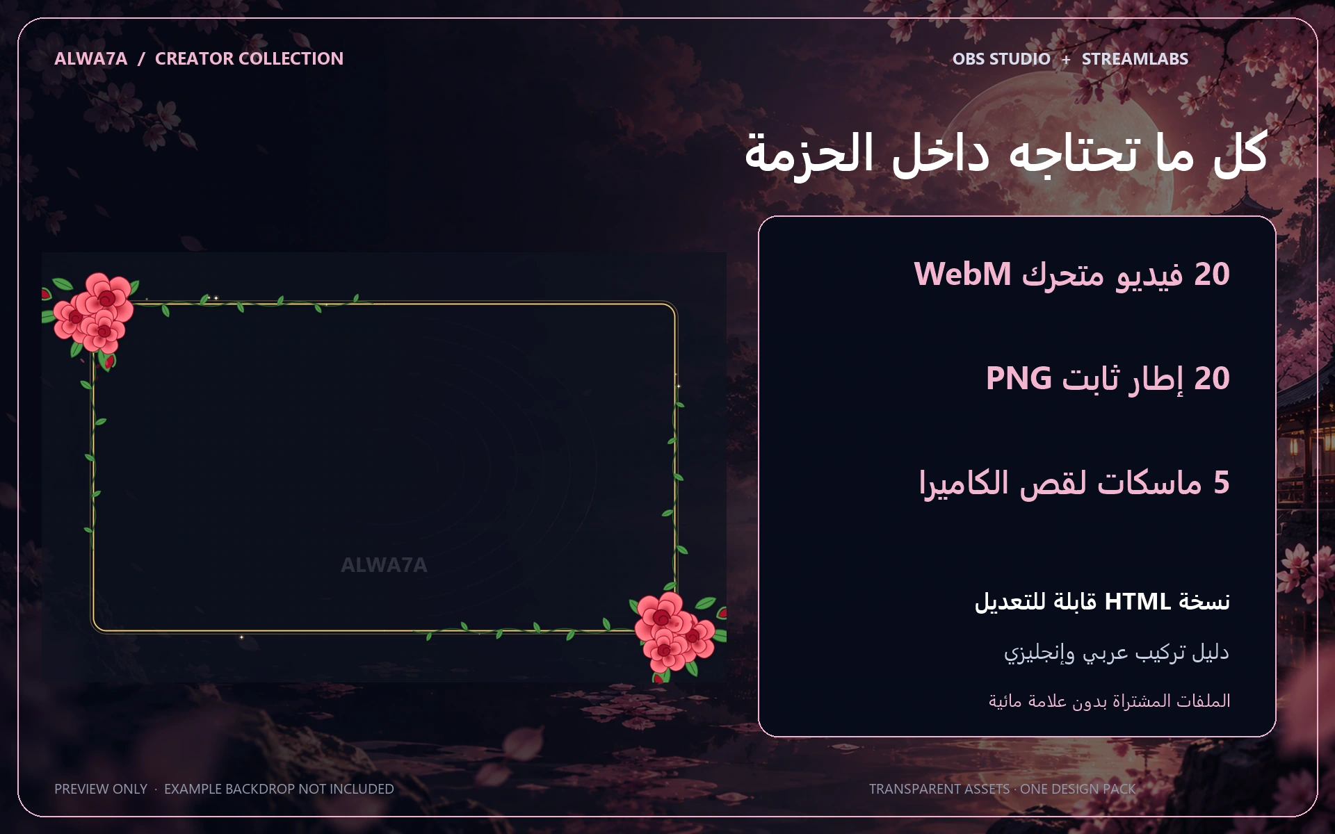 Rose Garland — Animated Facecam Pack — Design details