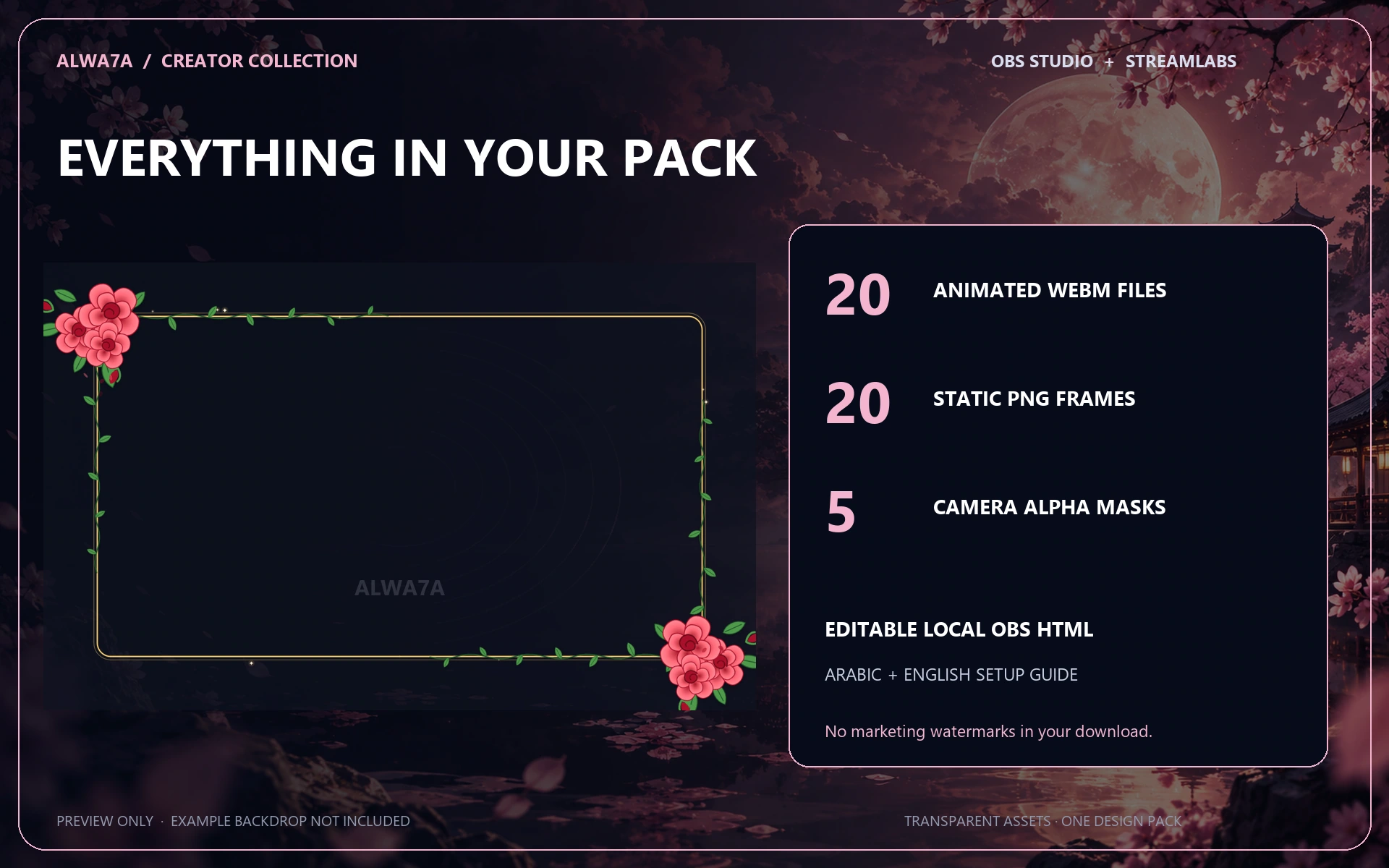 Rose Garland — Animated Facecam Pack — Design details