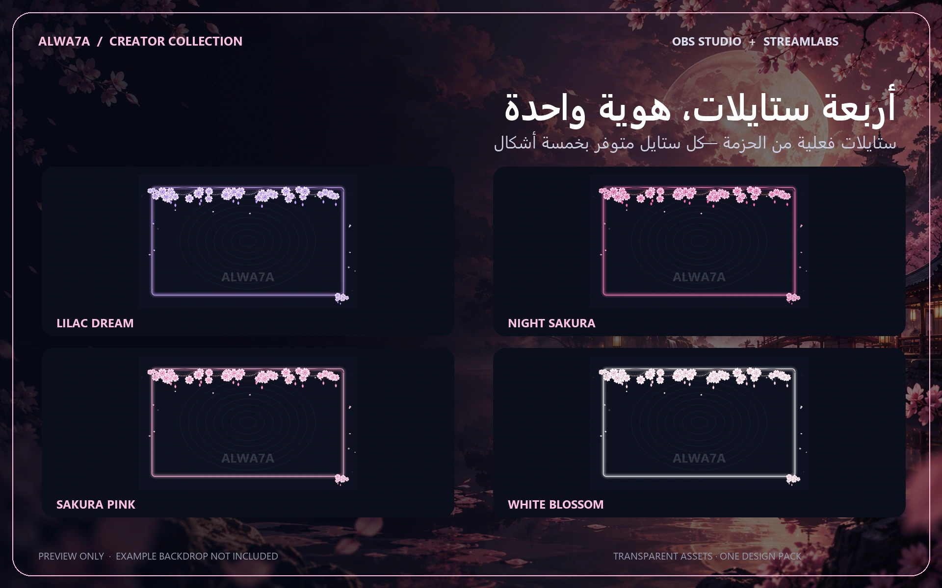Sakura Garland — Animated Facecam Pack — Design details