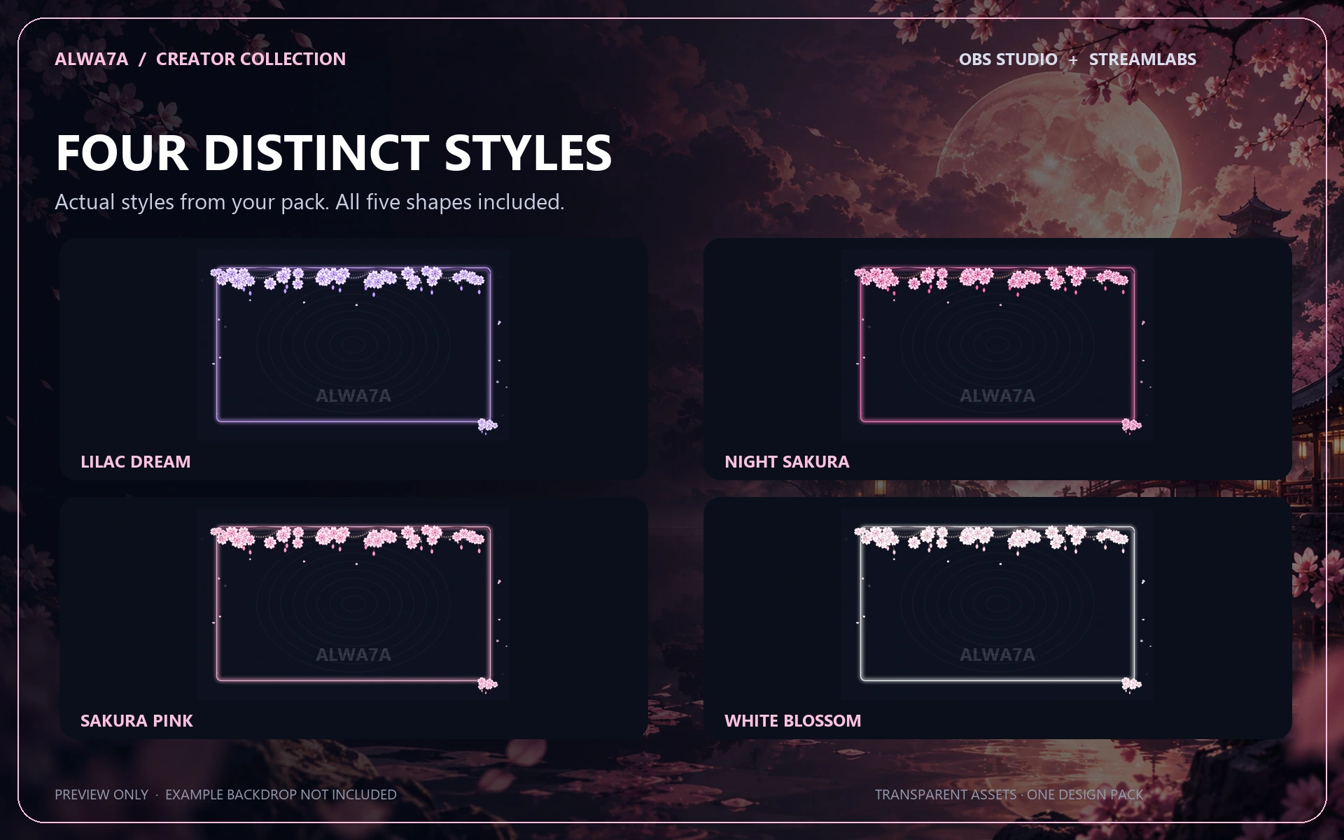 Sakura Garland — Animated Facecam Pack — Design details