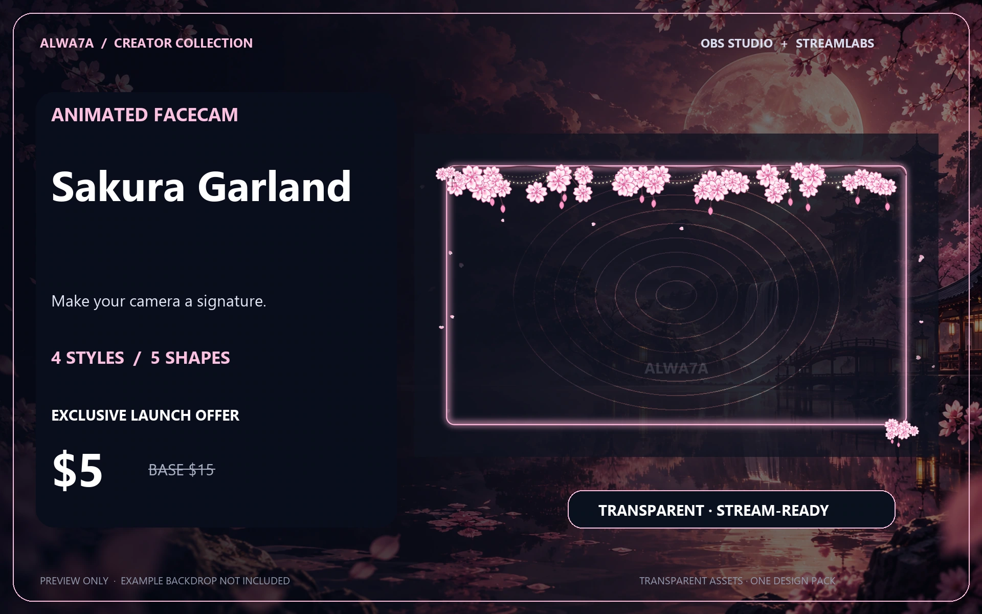 Sakura Garland — Animated Facecam Pack