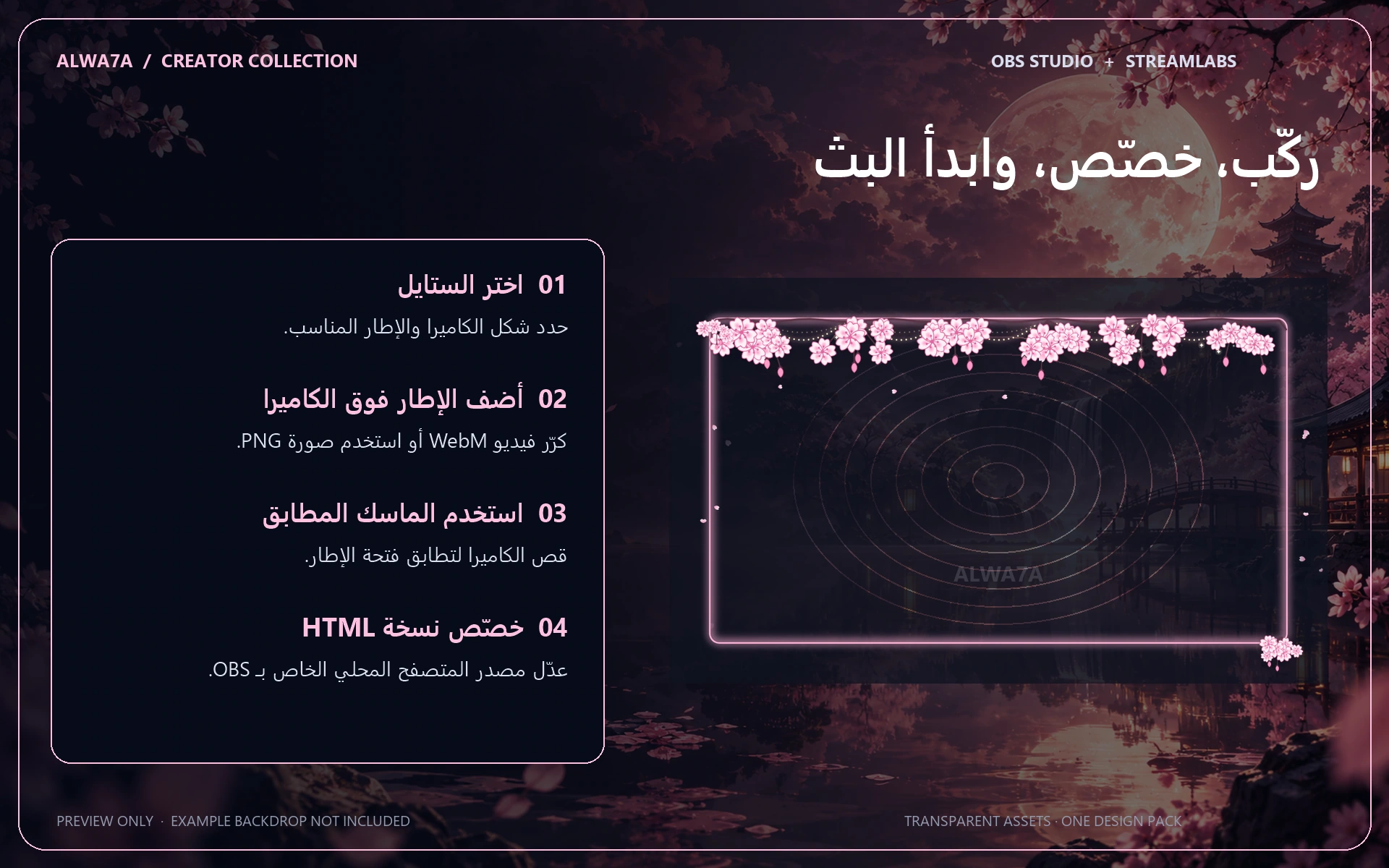 Sakura Garland — Animated Facecam Pack — Design details