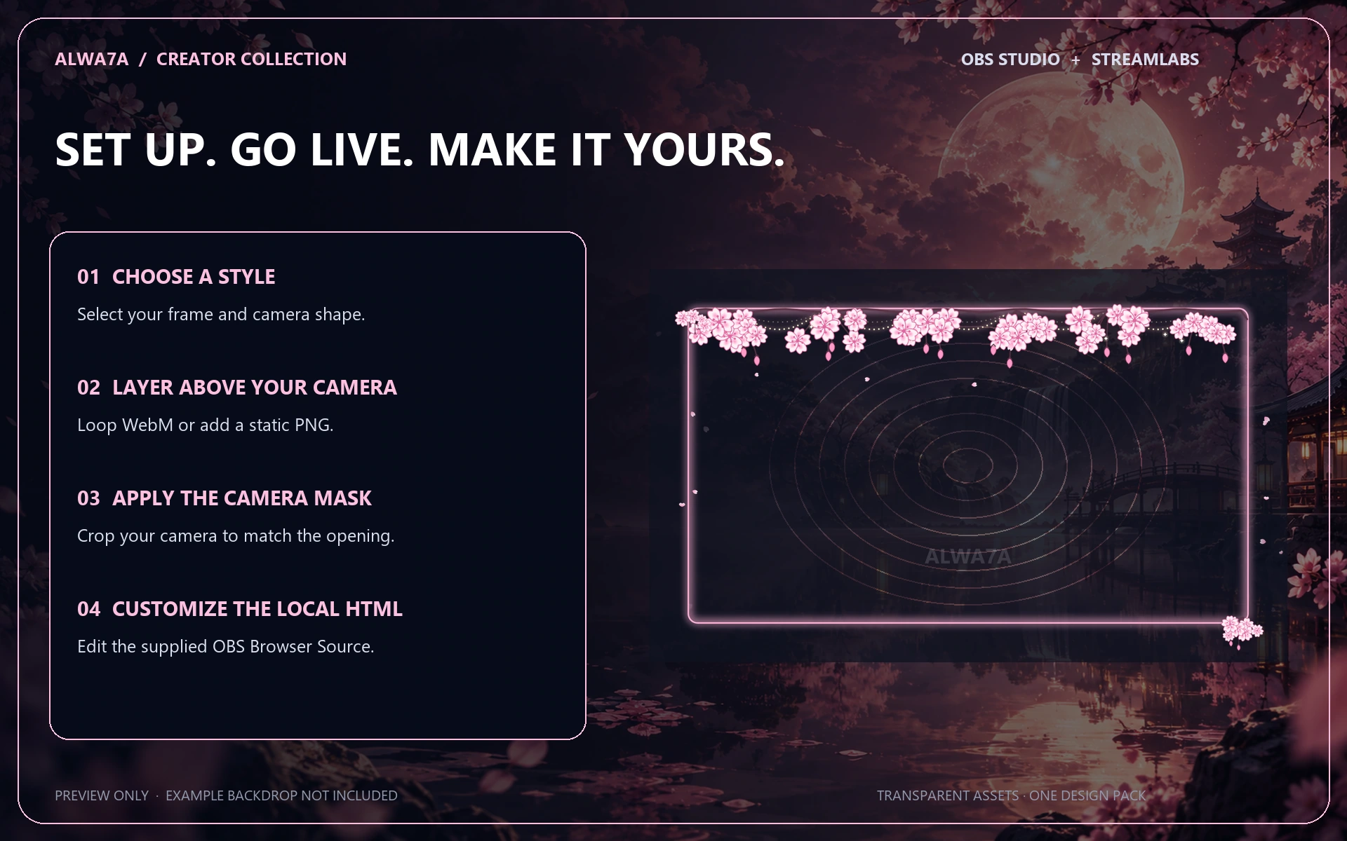 Sakura Garland — Animated Facecam Pack — Design details