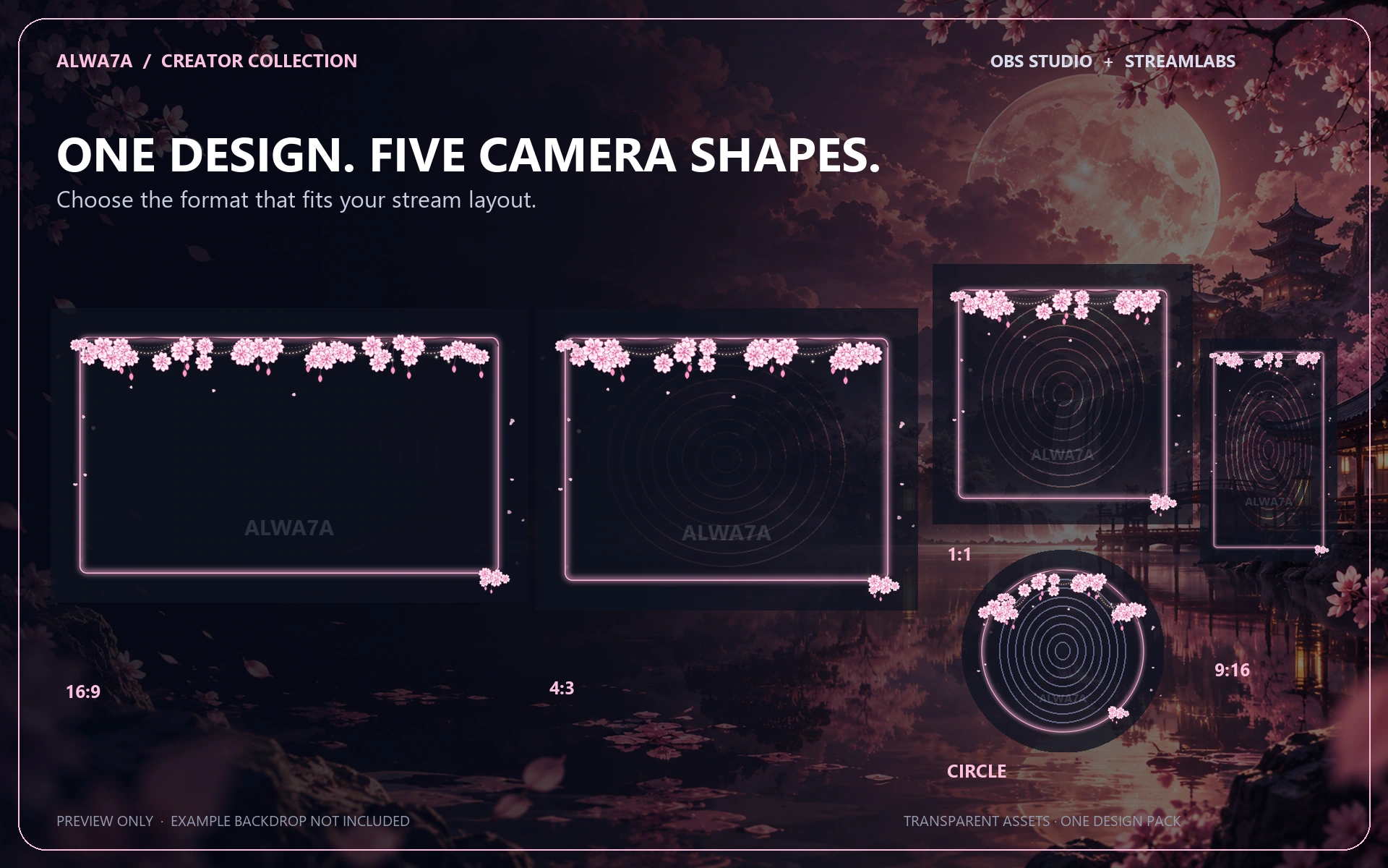 Sakura Garland — Animated Facecam Pack — Design details