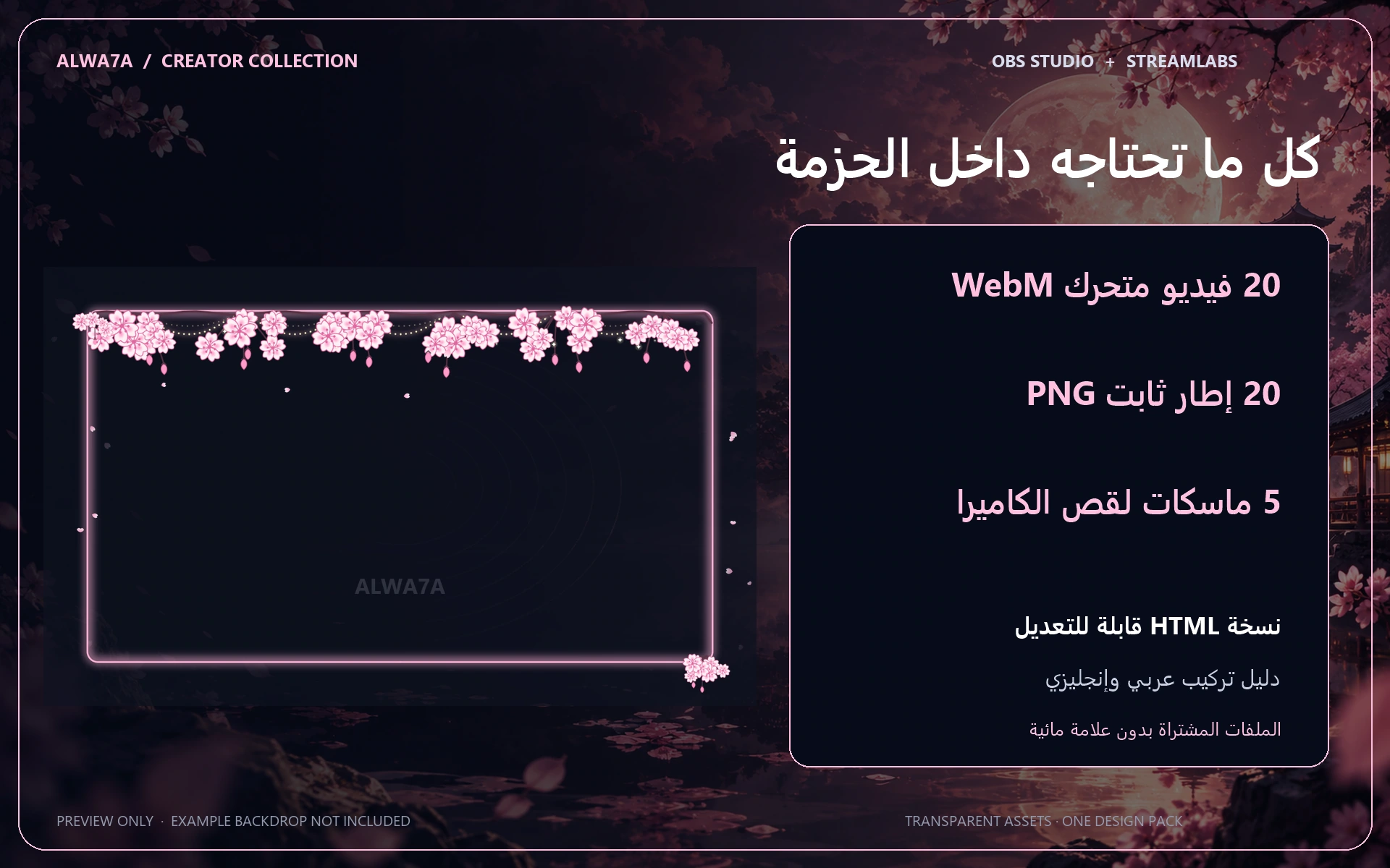 Sakura Garland — Animated Facecam Pack — Design details