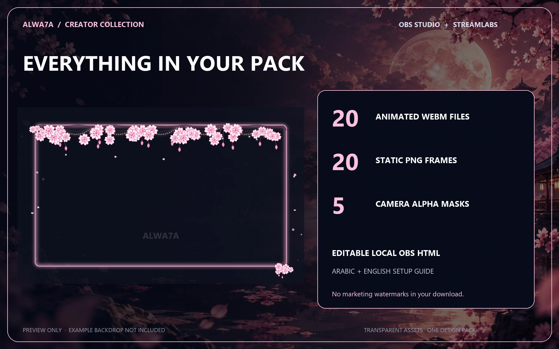 Sakura Garland — Animated Facecam Pack — Design details